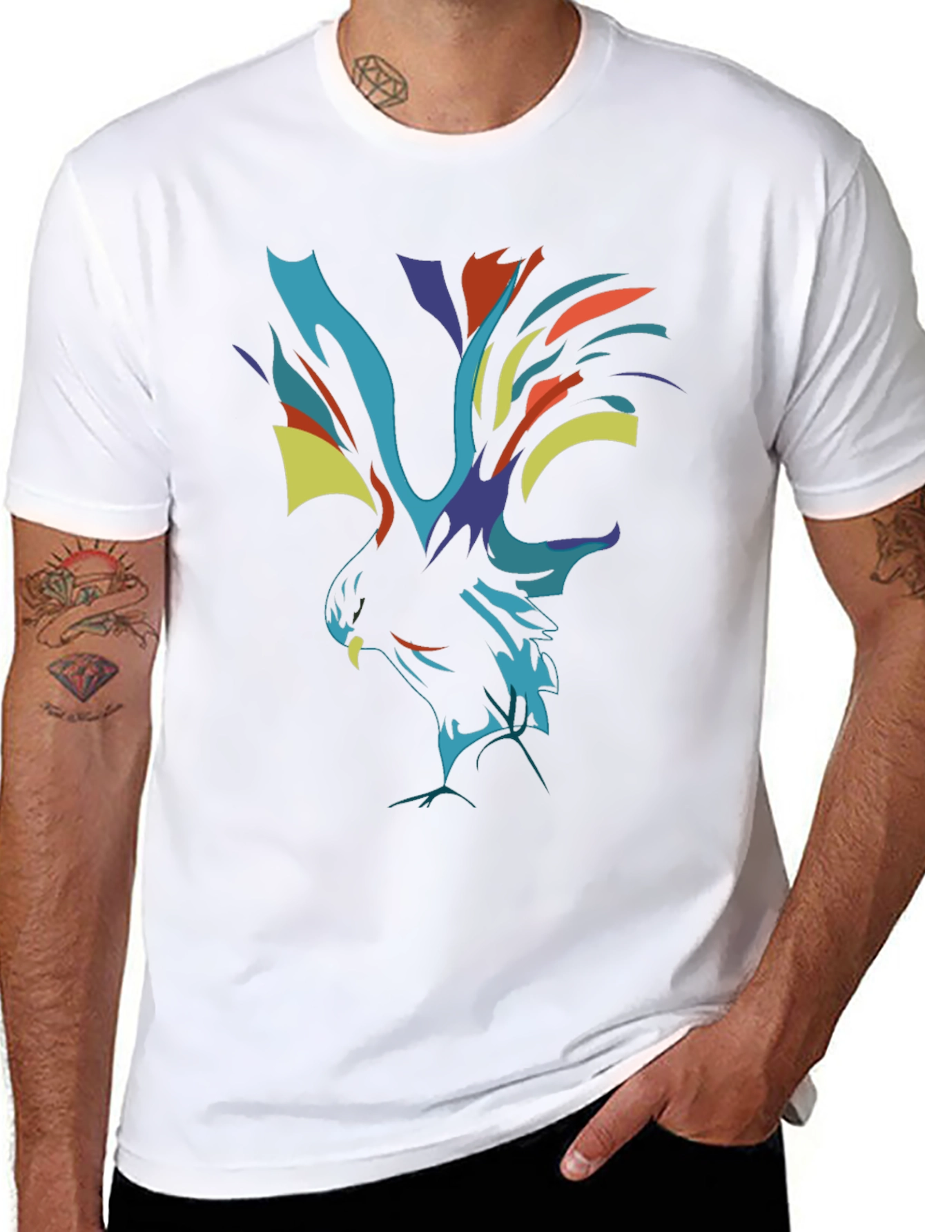Abstract Phoenix Graphic Black T-Shirt