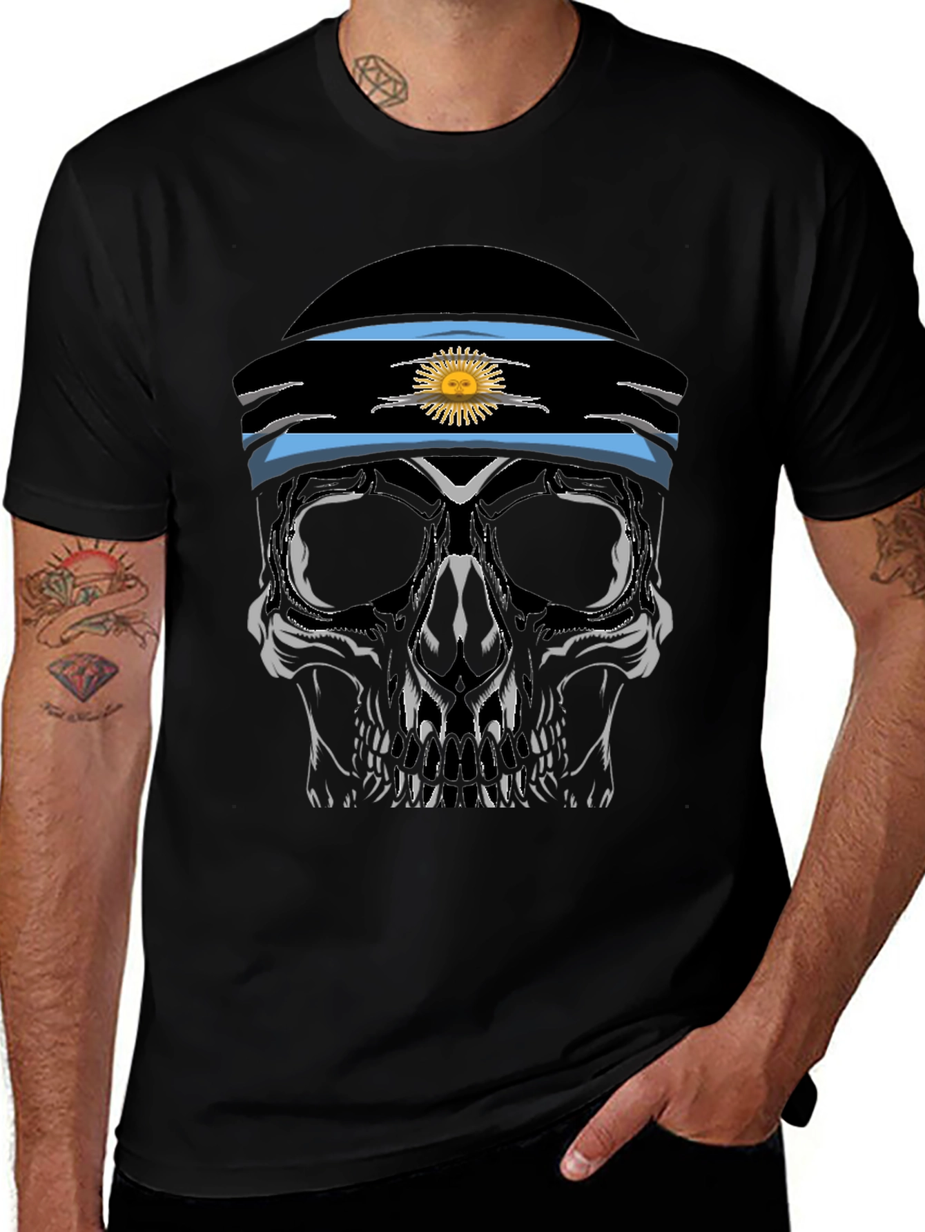 Argentinian Skull T-Shirt - Black