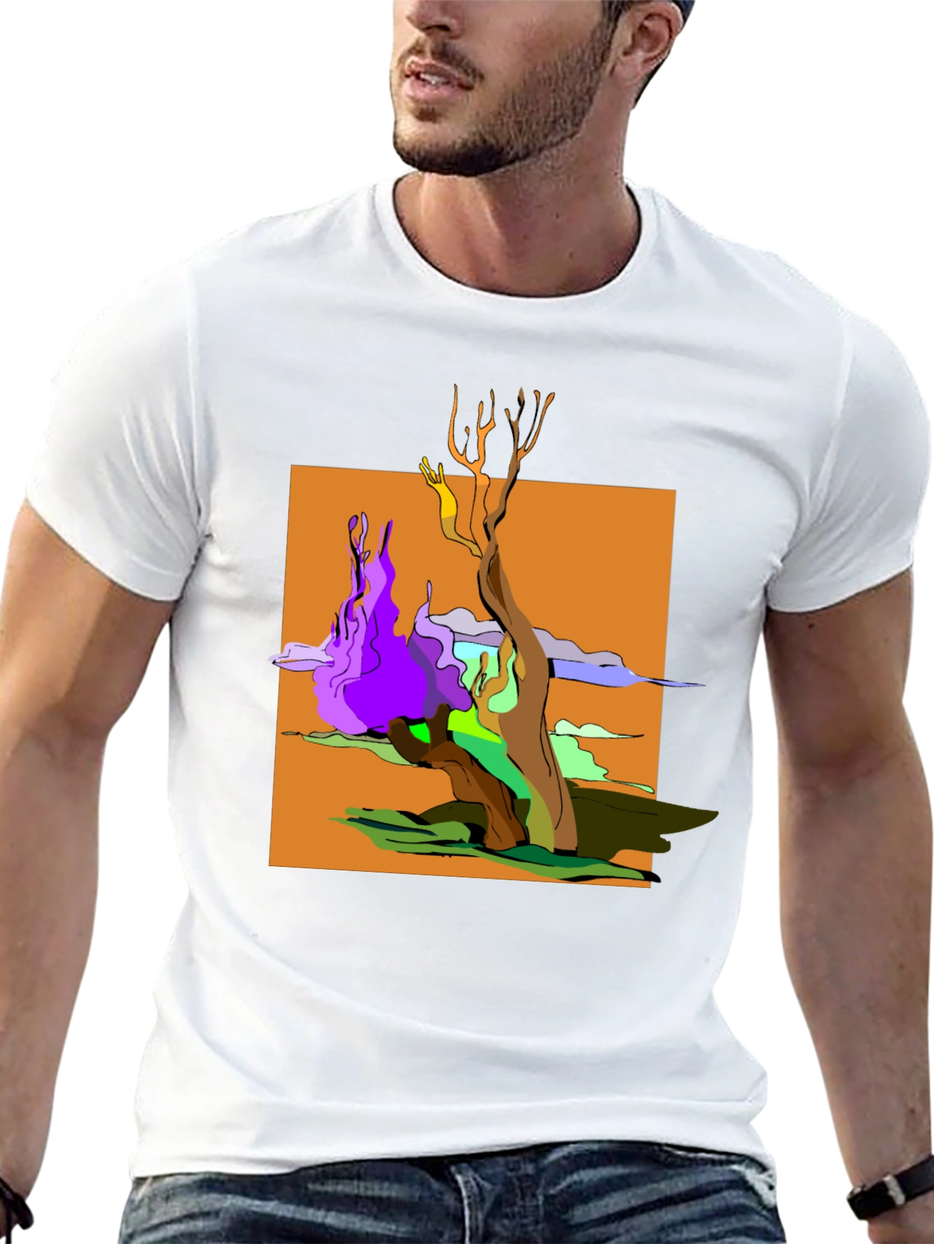 Abstract Tree Graphic Black T-Shirt