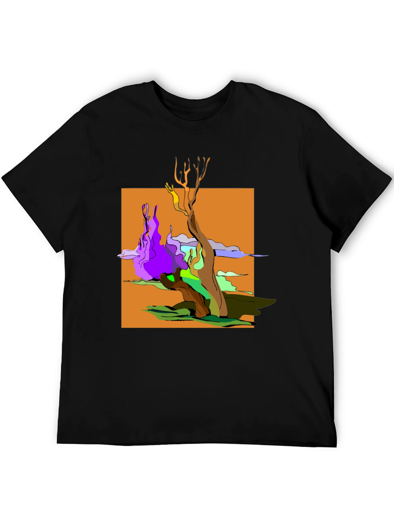 Abstract Tree Graphic Black T-Shirt
