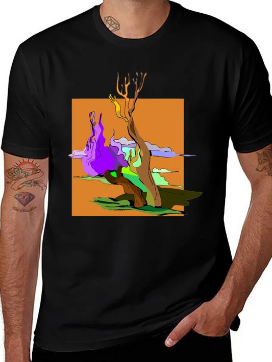 Abstract Tree Graphic Black T-Shirt