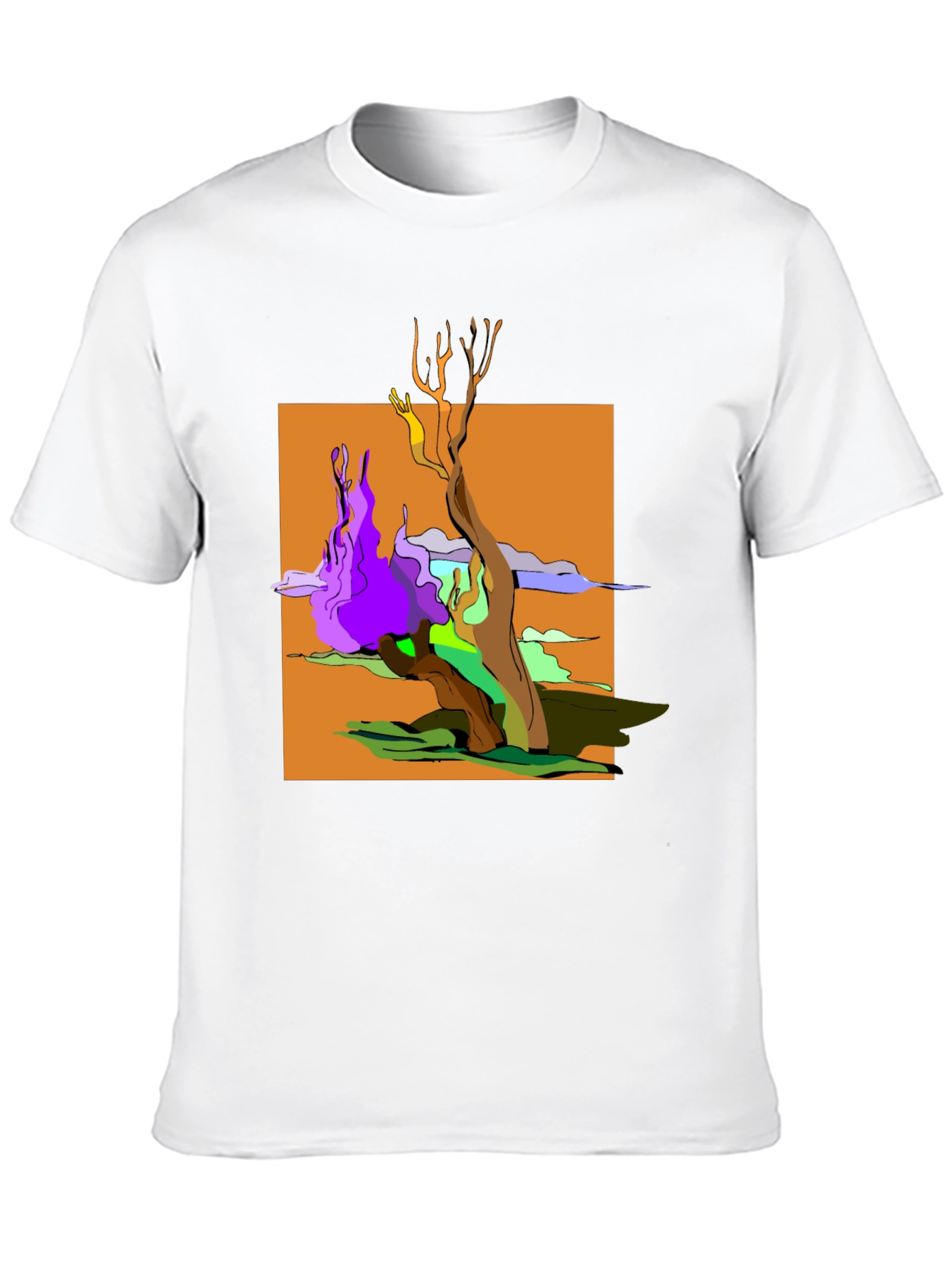 Abstract Tree Graphic Black T-Shirt