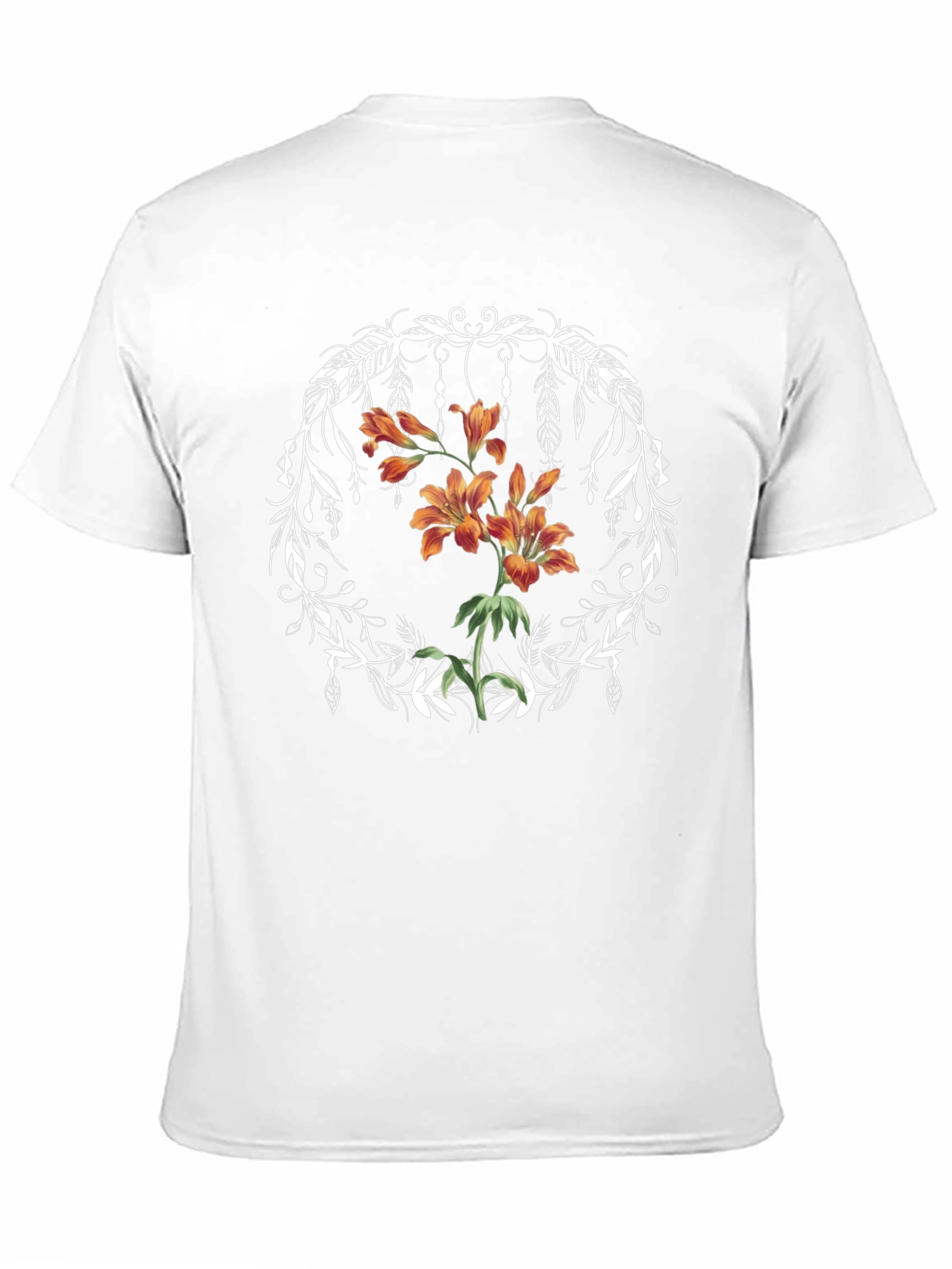 Floral Wreath Graphic Tee - Black Casual T-Shirt