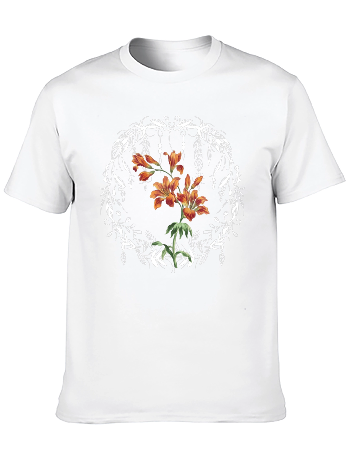 Floral Wreath Graphic Tee - Black Casual T-Shirt