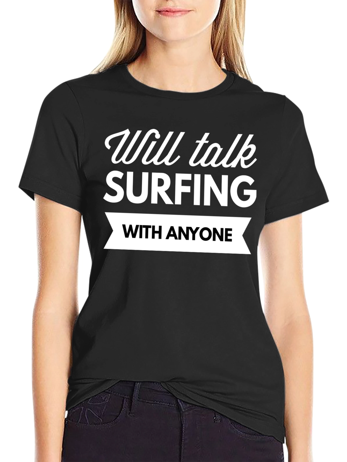 Surfing Enthusiast Black T-Shirt