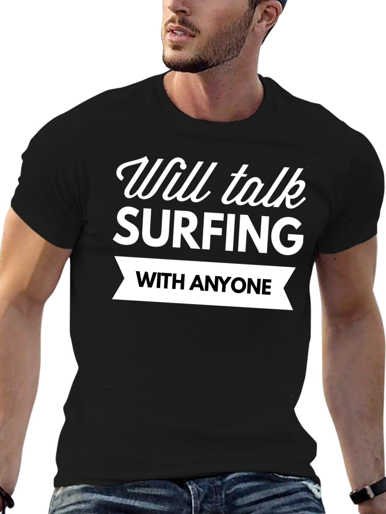 Surfing Enthusiast Black T-Shirt