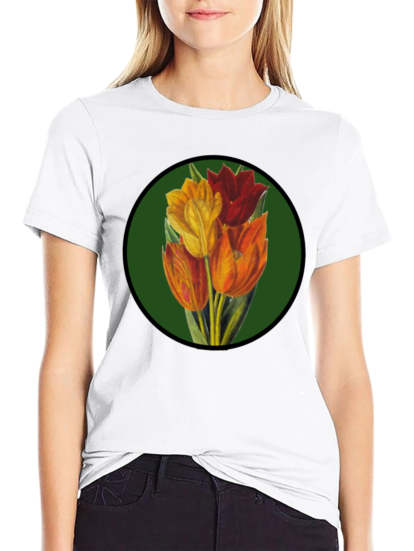Floral Tulip T-Shirt - Stylish Graphic Tee