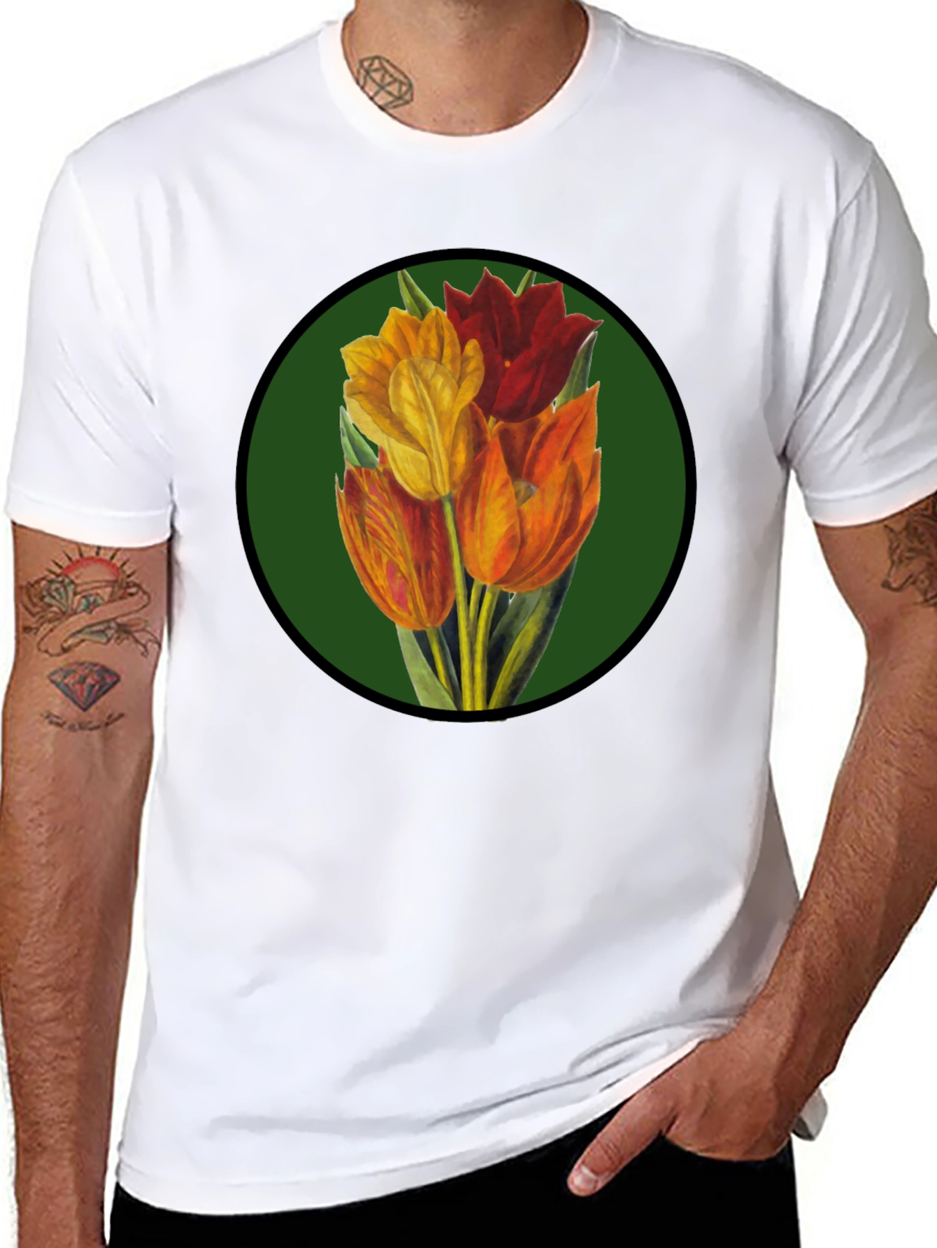 Floral Tulip T-Shirt - Stylish Graphic Tee