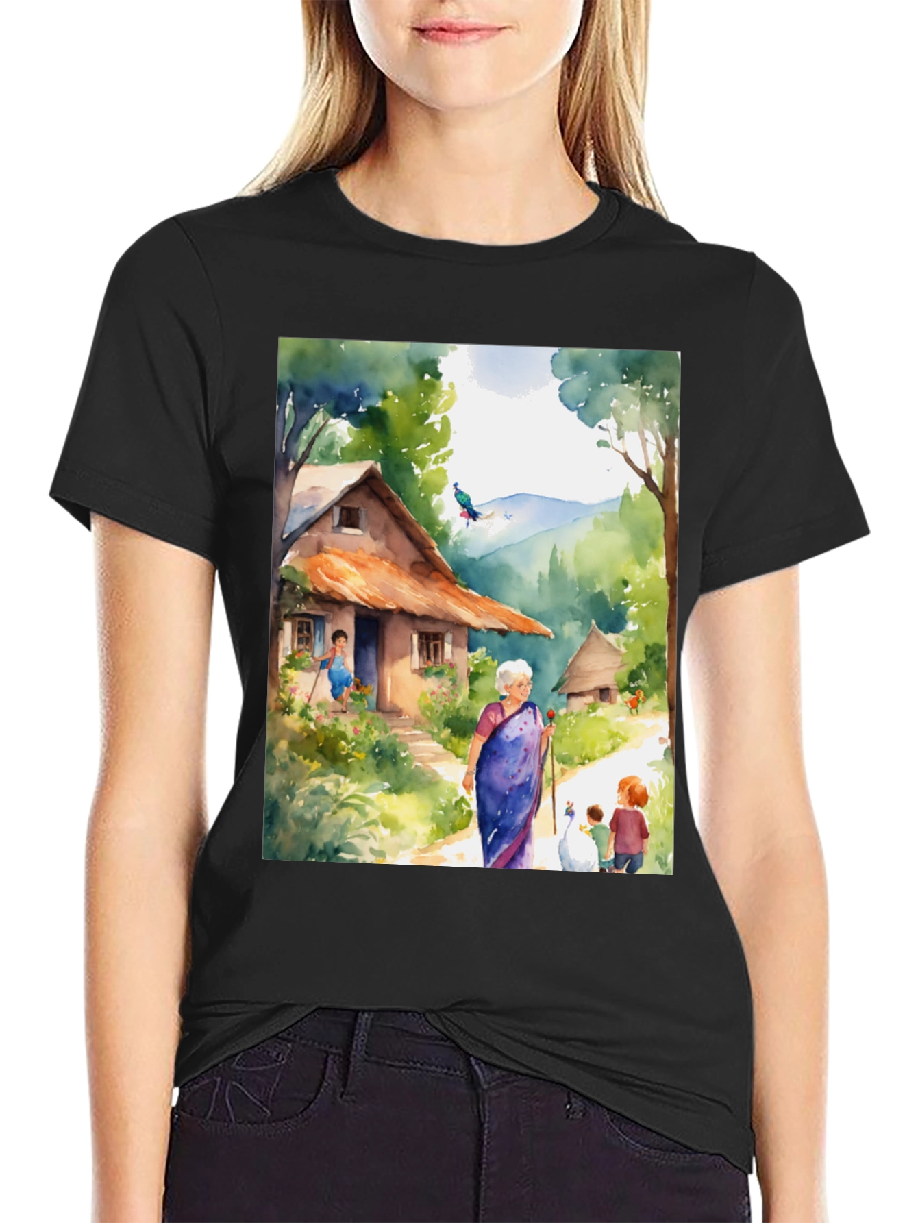 Watercolor Village T-Shirt
