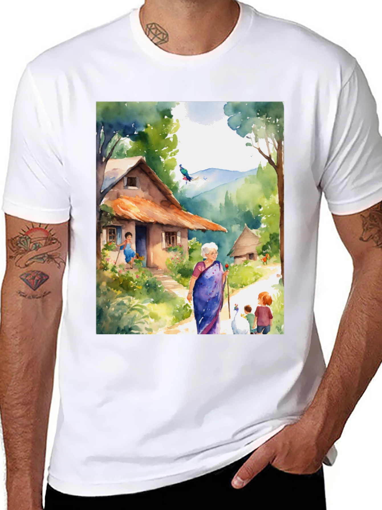 Watercolor Village T-Shirt