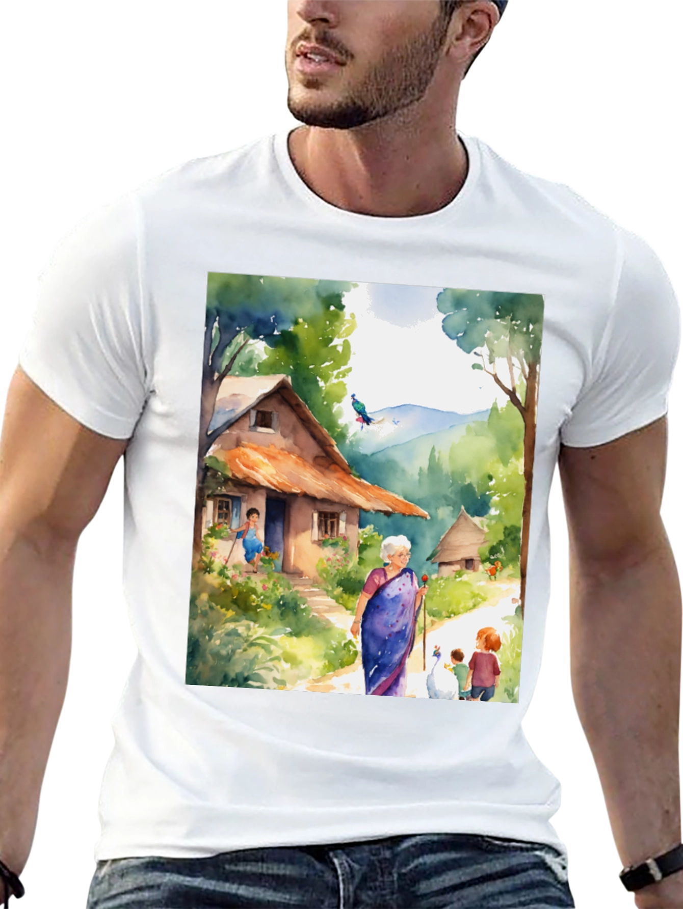 Watercolor Village T-Shirt