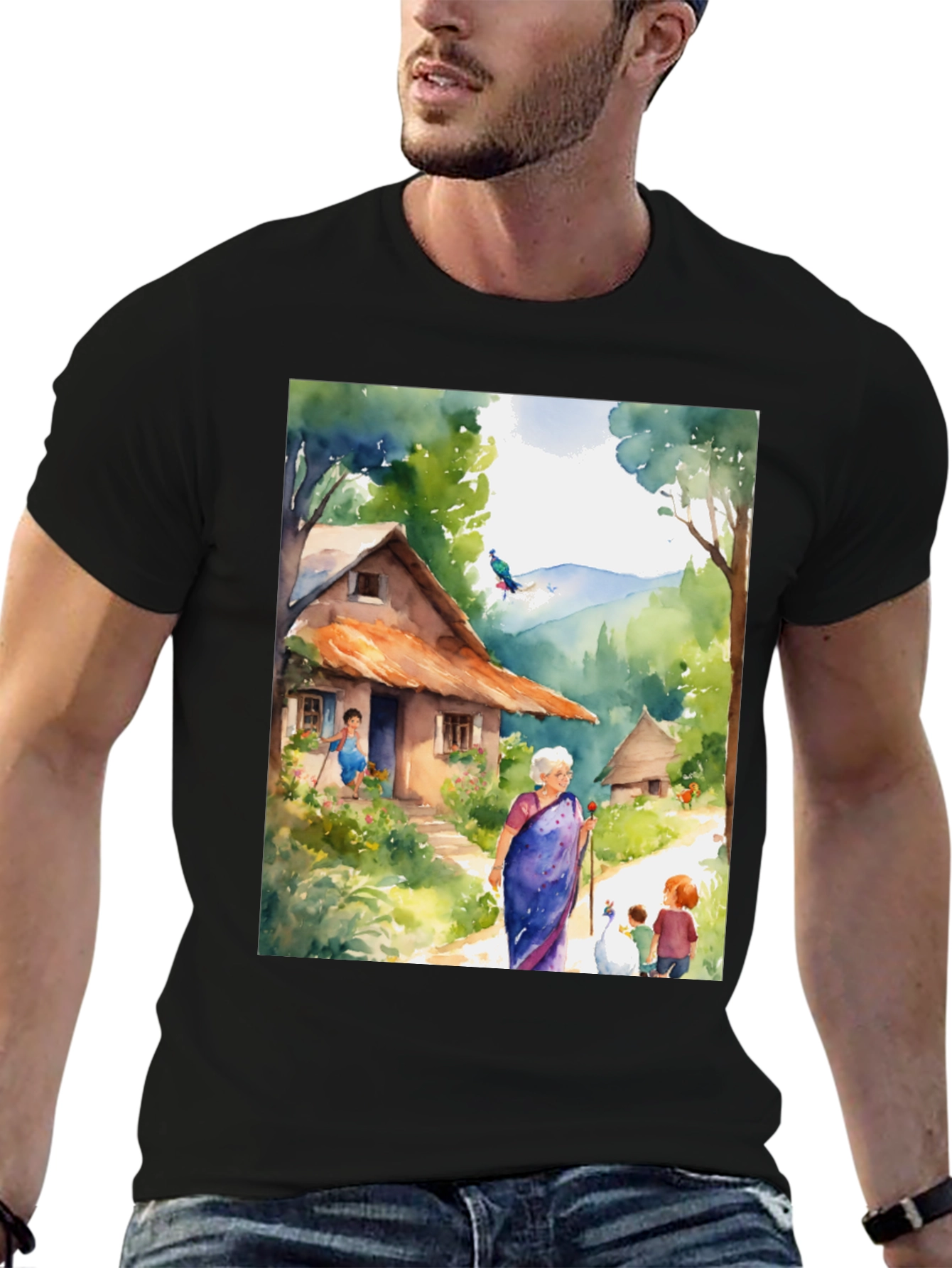 Watercolor Village T-Shirt