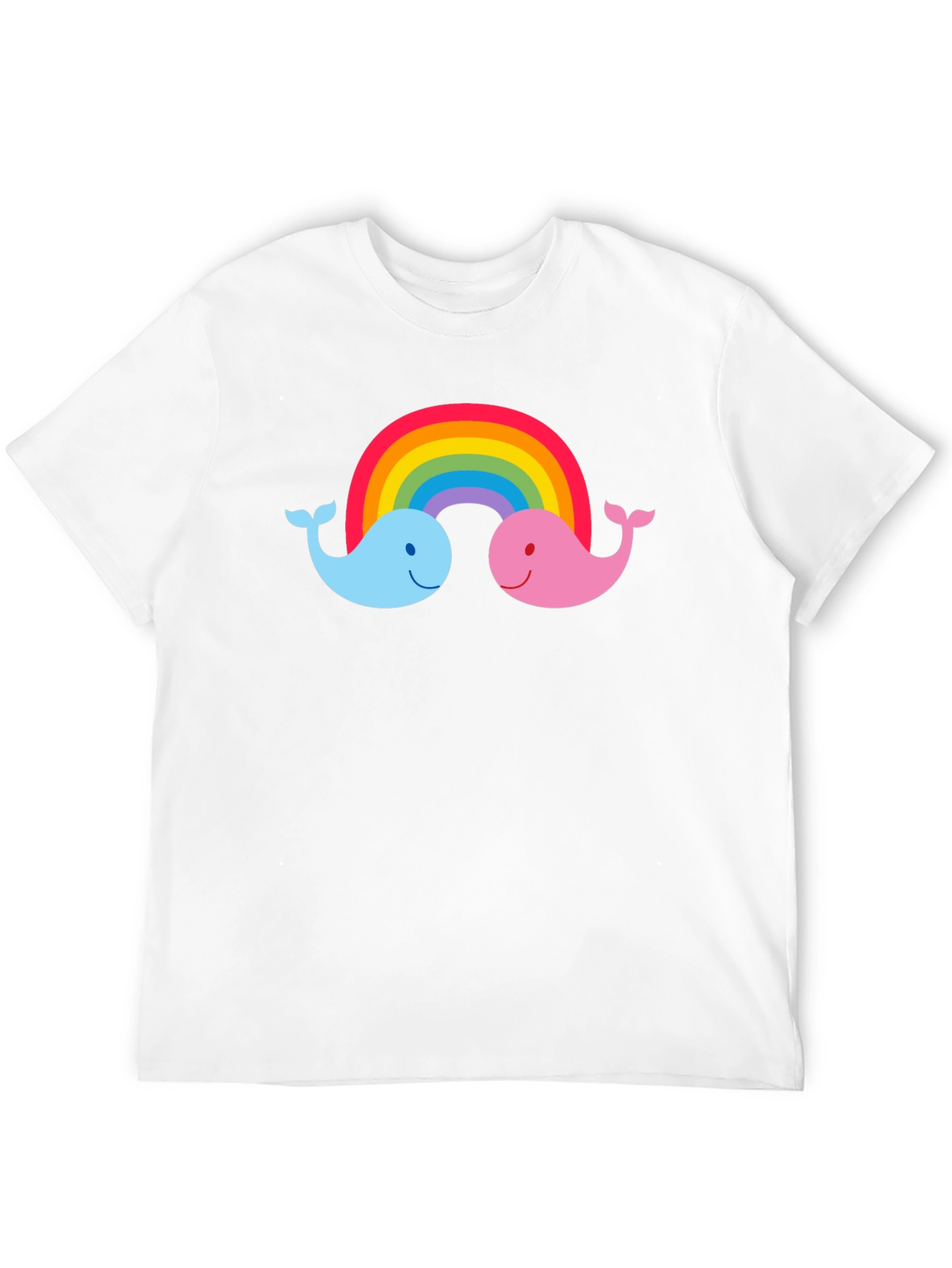 Rainbow Whale Graphic Tee - Black Cotton T-Shirt