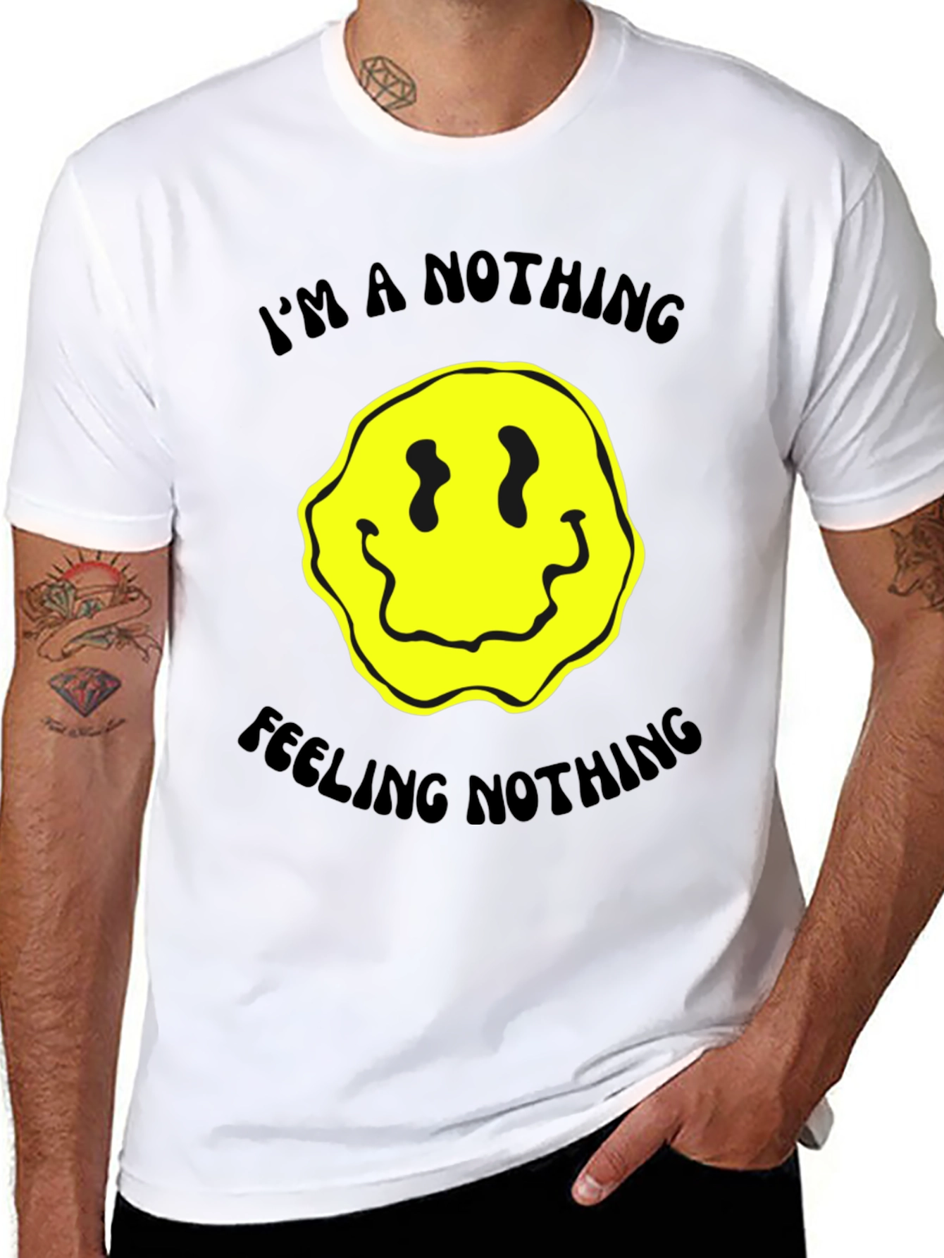 Nihilistic Smiley Face Graphic Tee - Black