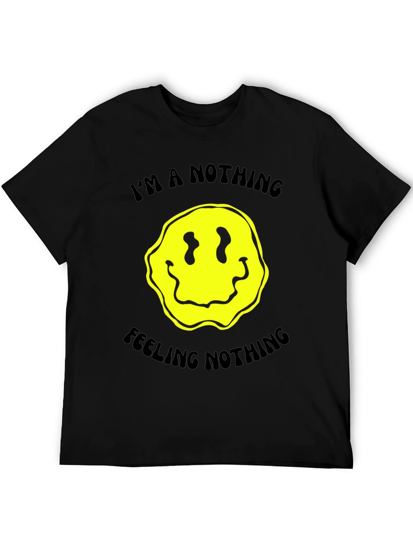 Nihilistic Smiley Face Graphic Tee - Black