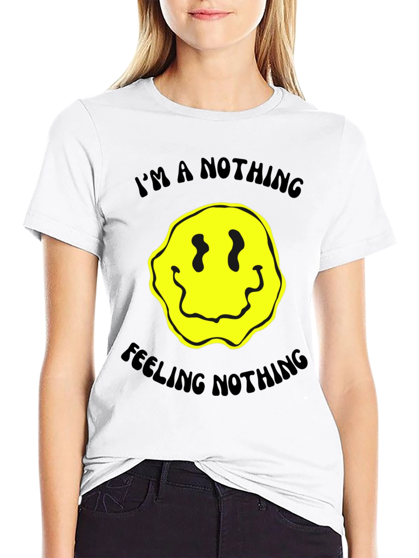 Nihilistic Smiley Face Graphic Tee - Black