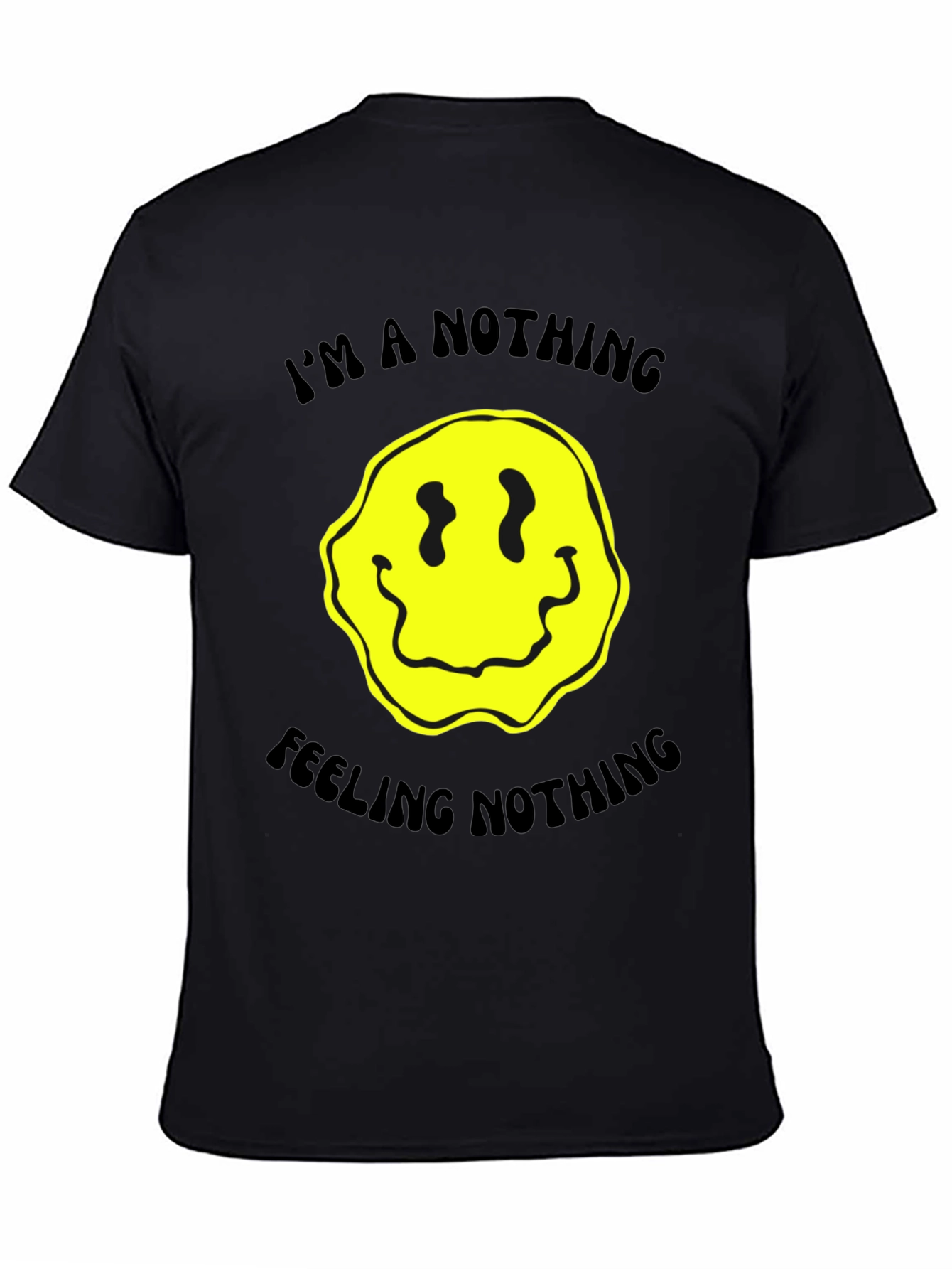 Nihilistic Smiley Face Graphic Tee - Black