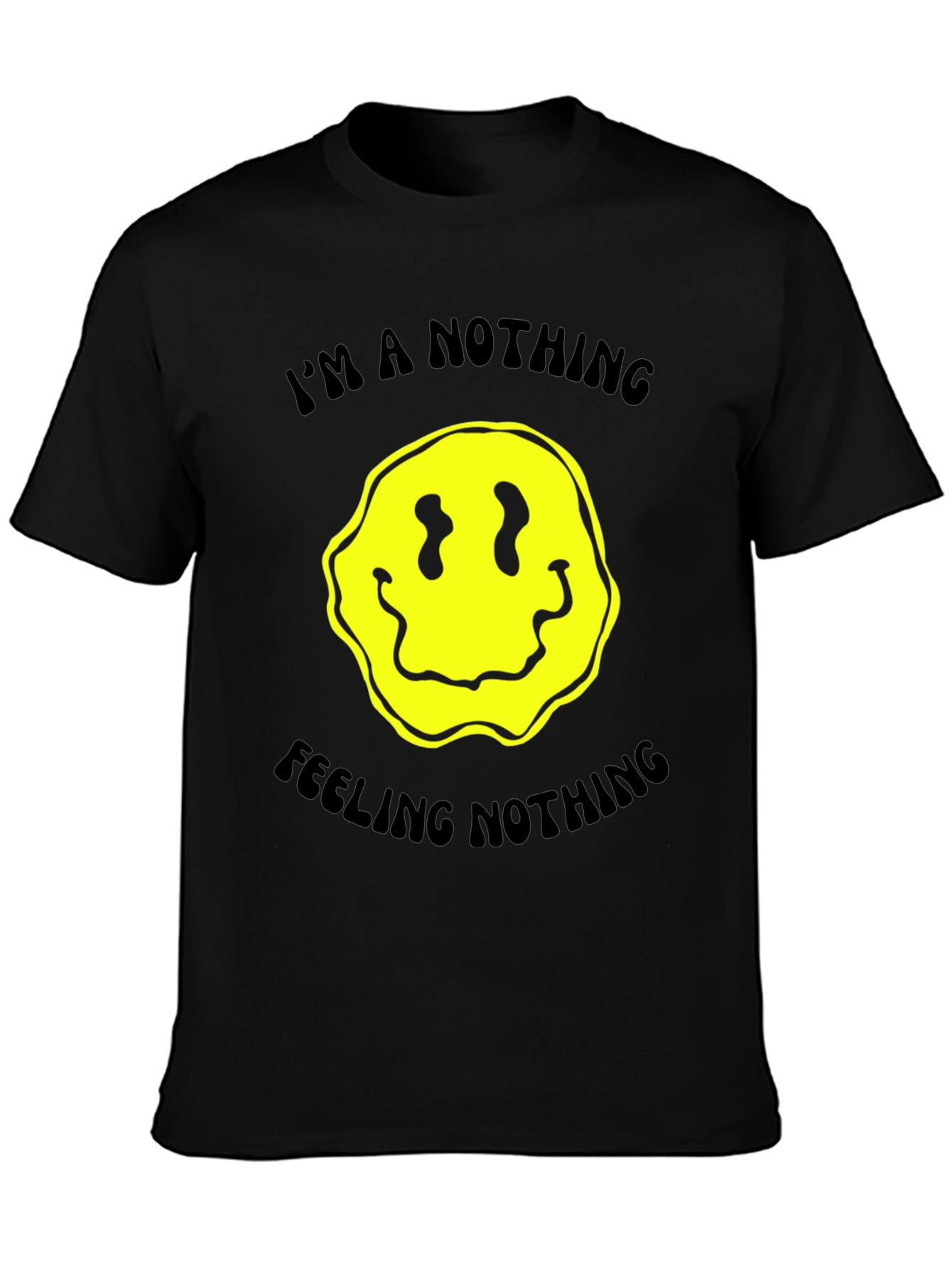 Nihilistic Smiley Face Graphic Tee - Black