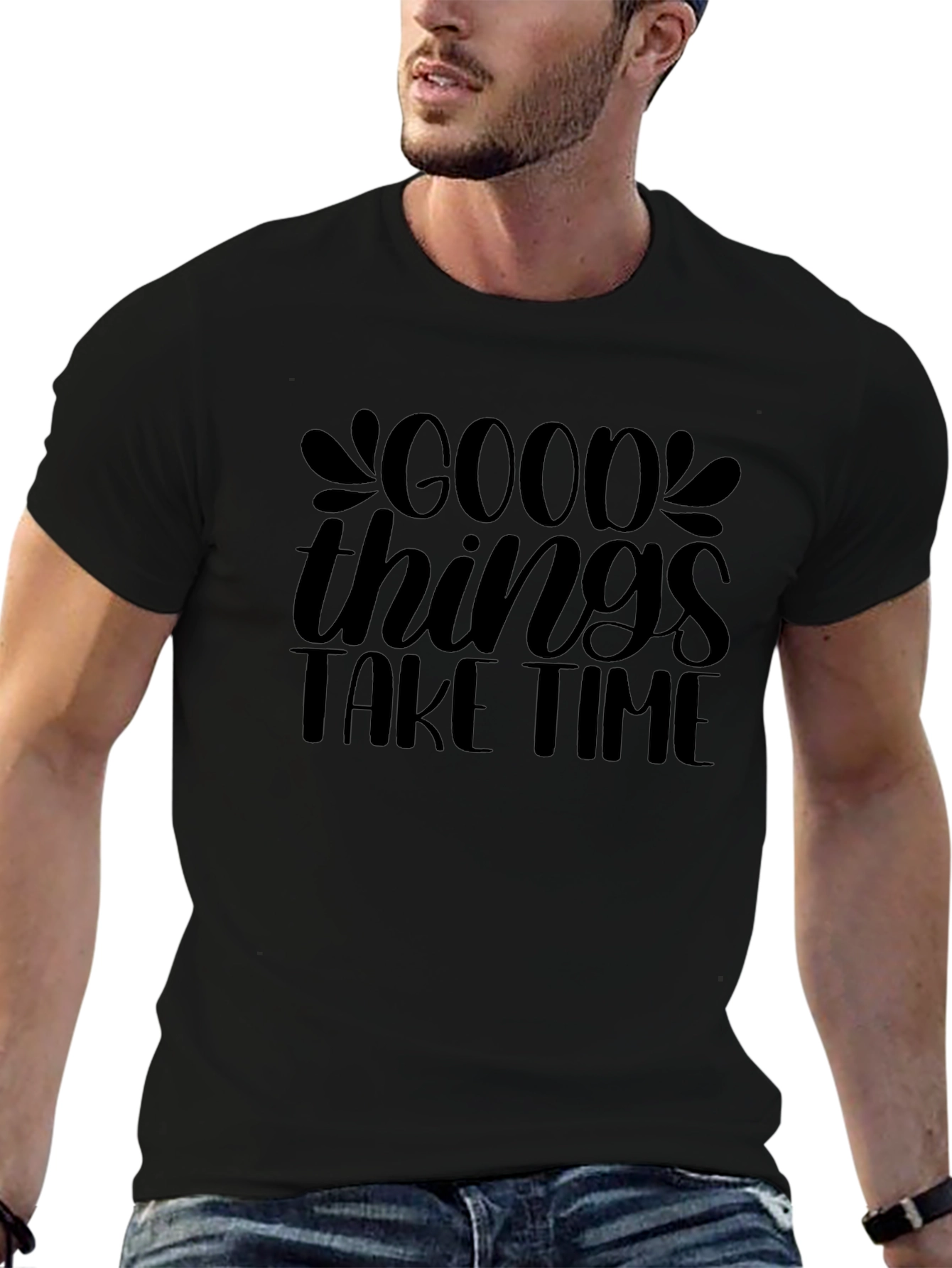 Good Things Take Time Black Tee
