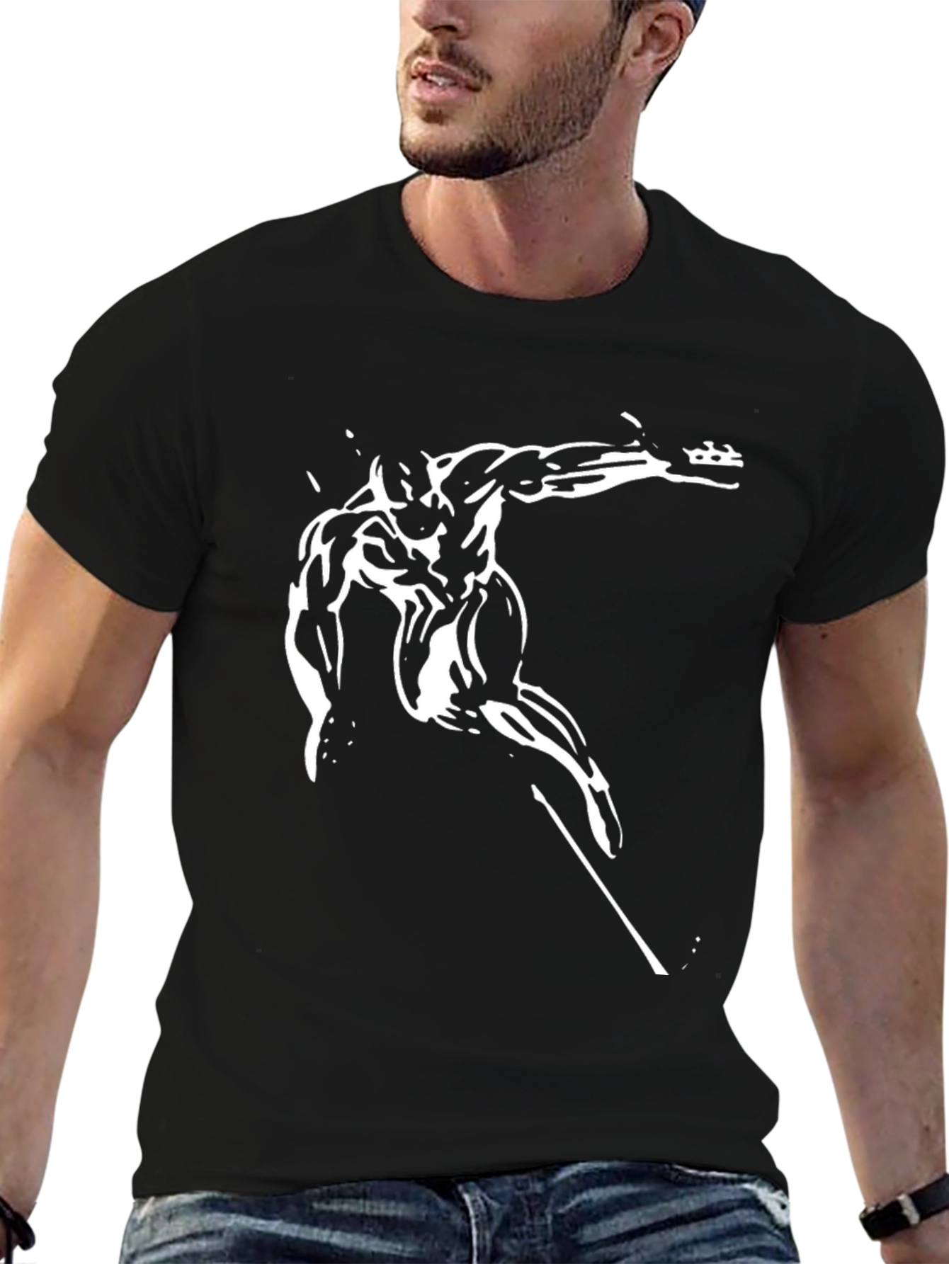Abstract Athlete Graphic Tee - Black