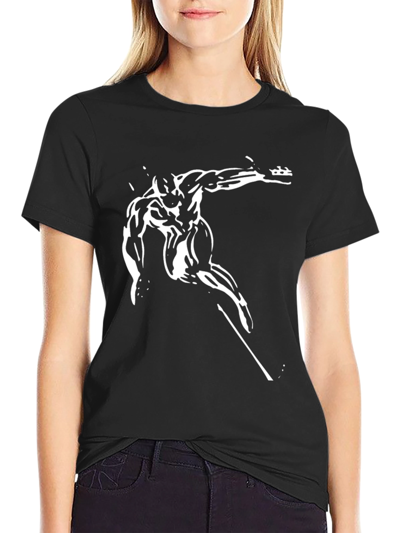 Abstract Athlete Graphic Tee - Black