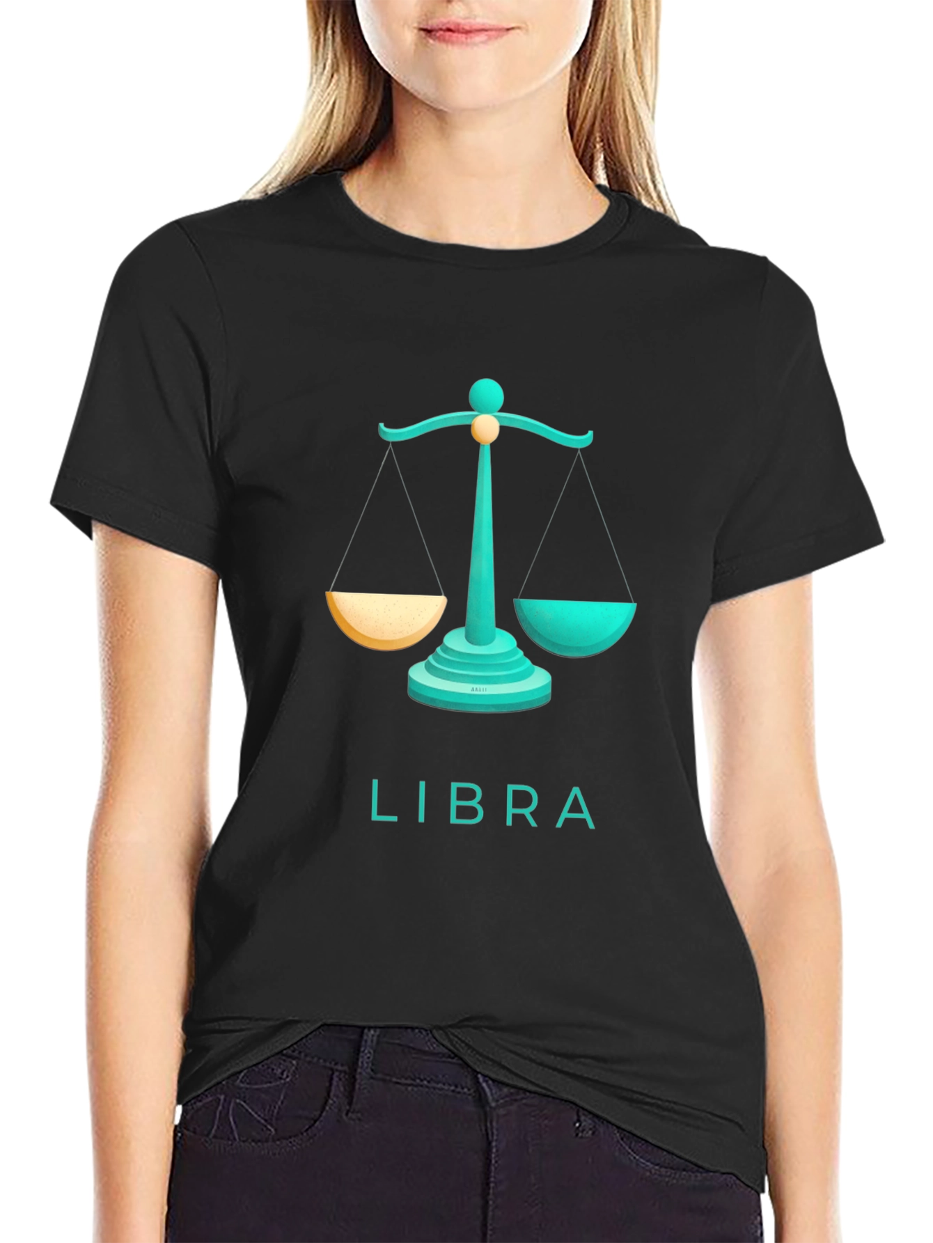 Libra Zodiac Sign T-Shirt - Black Cotton Tee