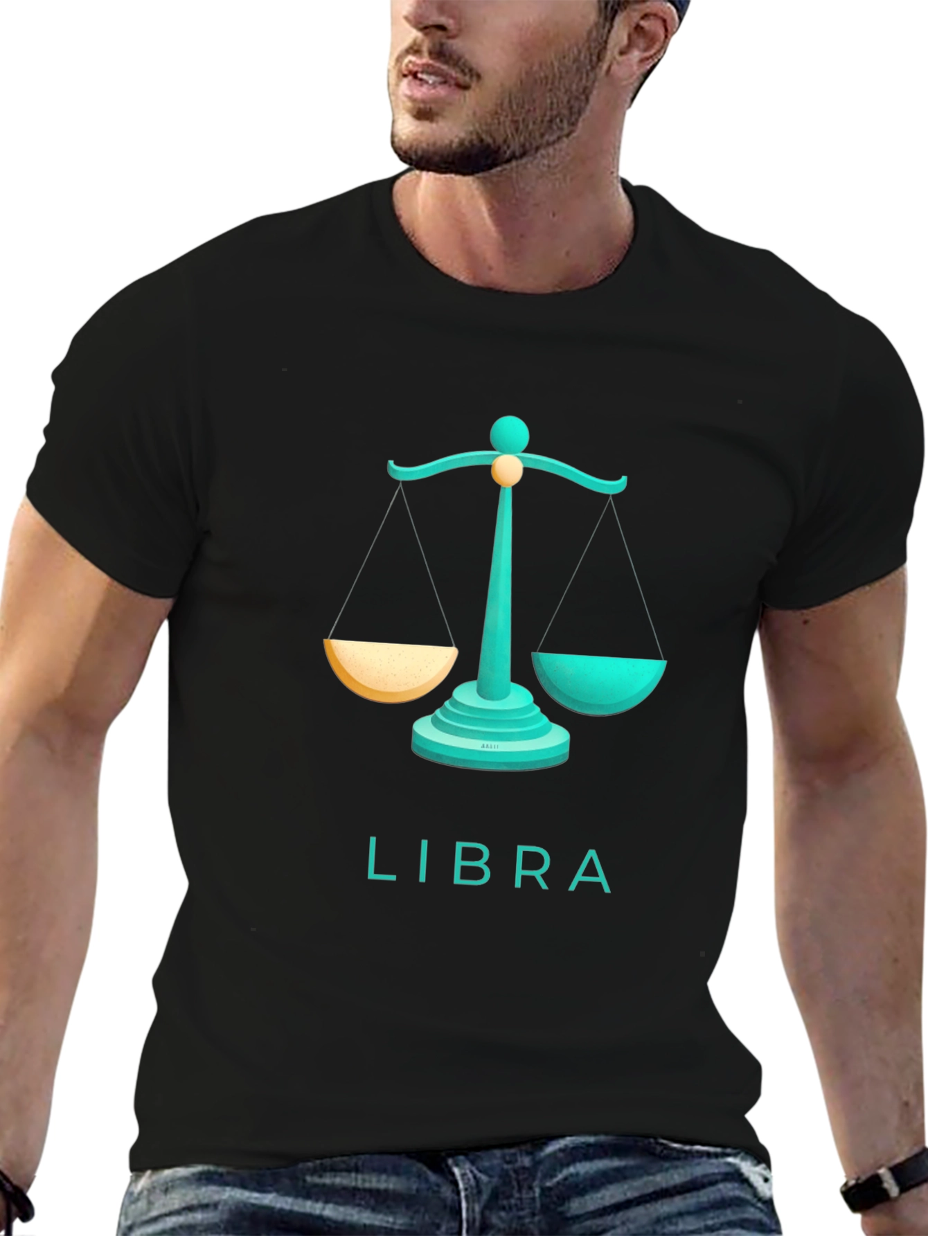 Libra Zodiac Sign T-Shirt - Black Cotton Tee