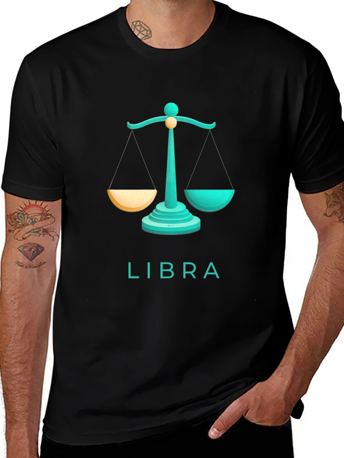 Libra Zodiac Sign T-Shirt - Black Cotton Tee