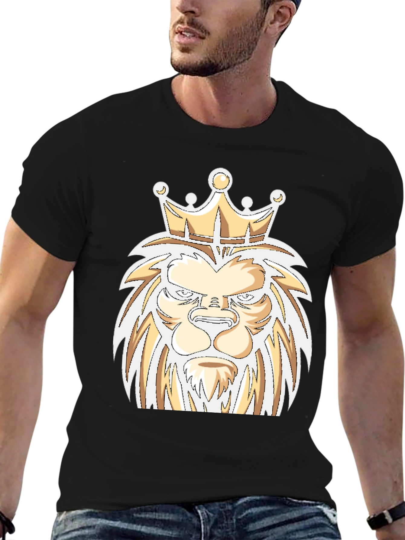 Lion King Graphic Tee - Bold Design Black Cotton