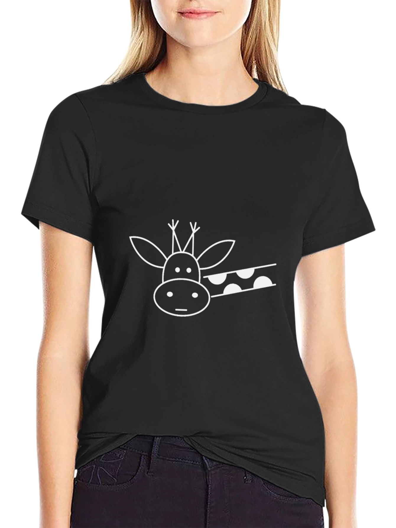 Giraffe Graphic Black T-Shirt