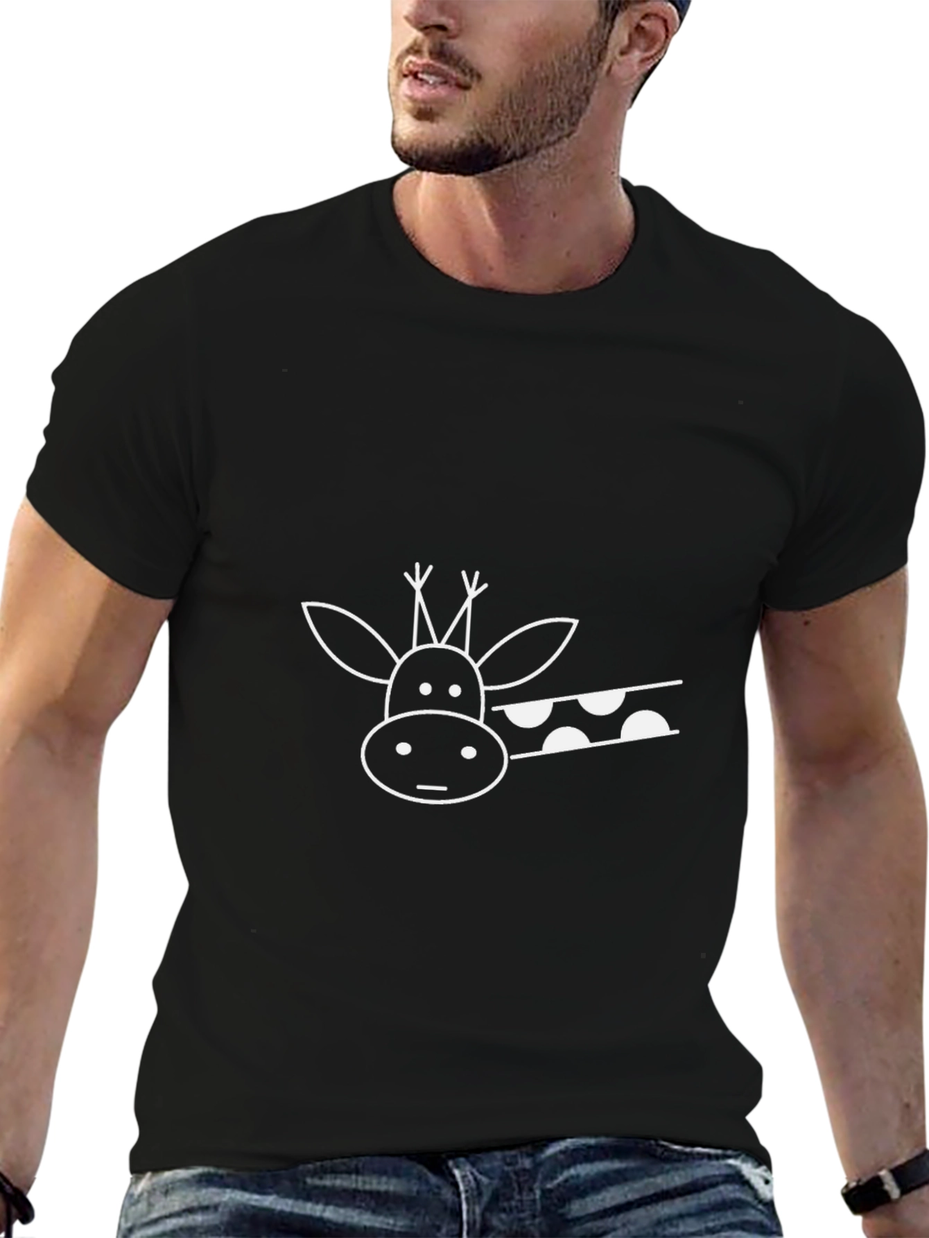 Giraffe Graphic Black T-Shirt