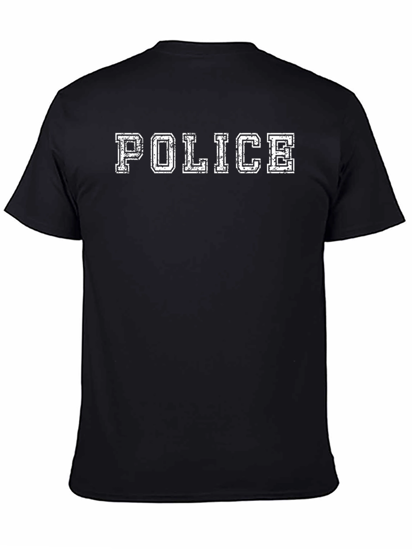 Police Graphic Tee - Distressed Print Black T-Shirt