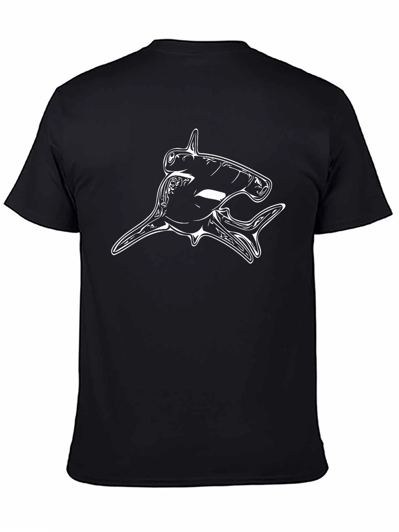 Hammerhead Shark Graphic Tee - Black Cotton T-Shirt