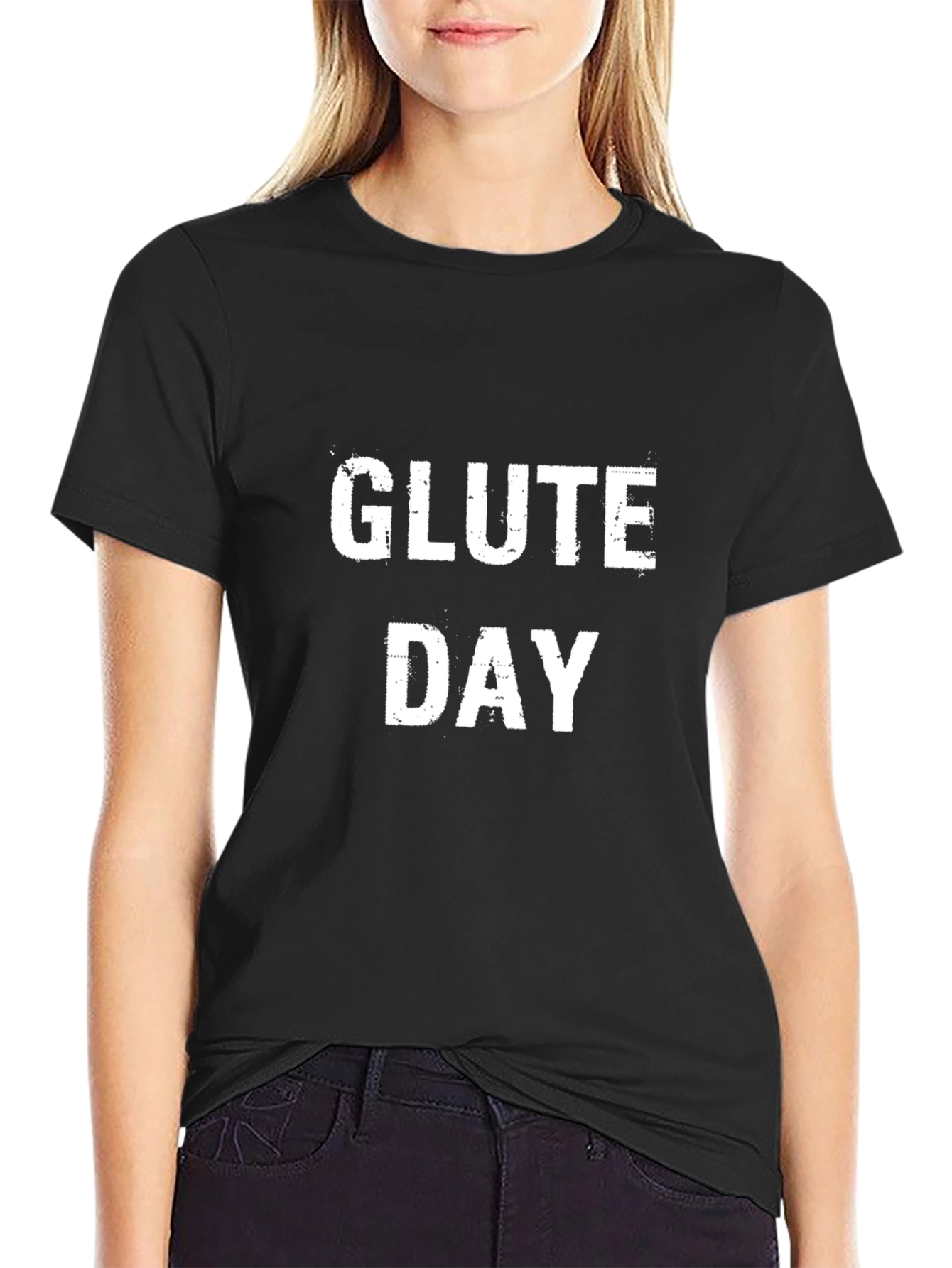 Glute Day Graphic Tee - Black Cotton T-Shirt