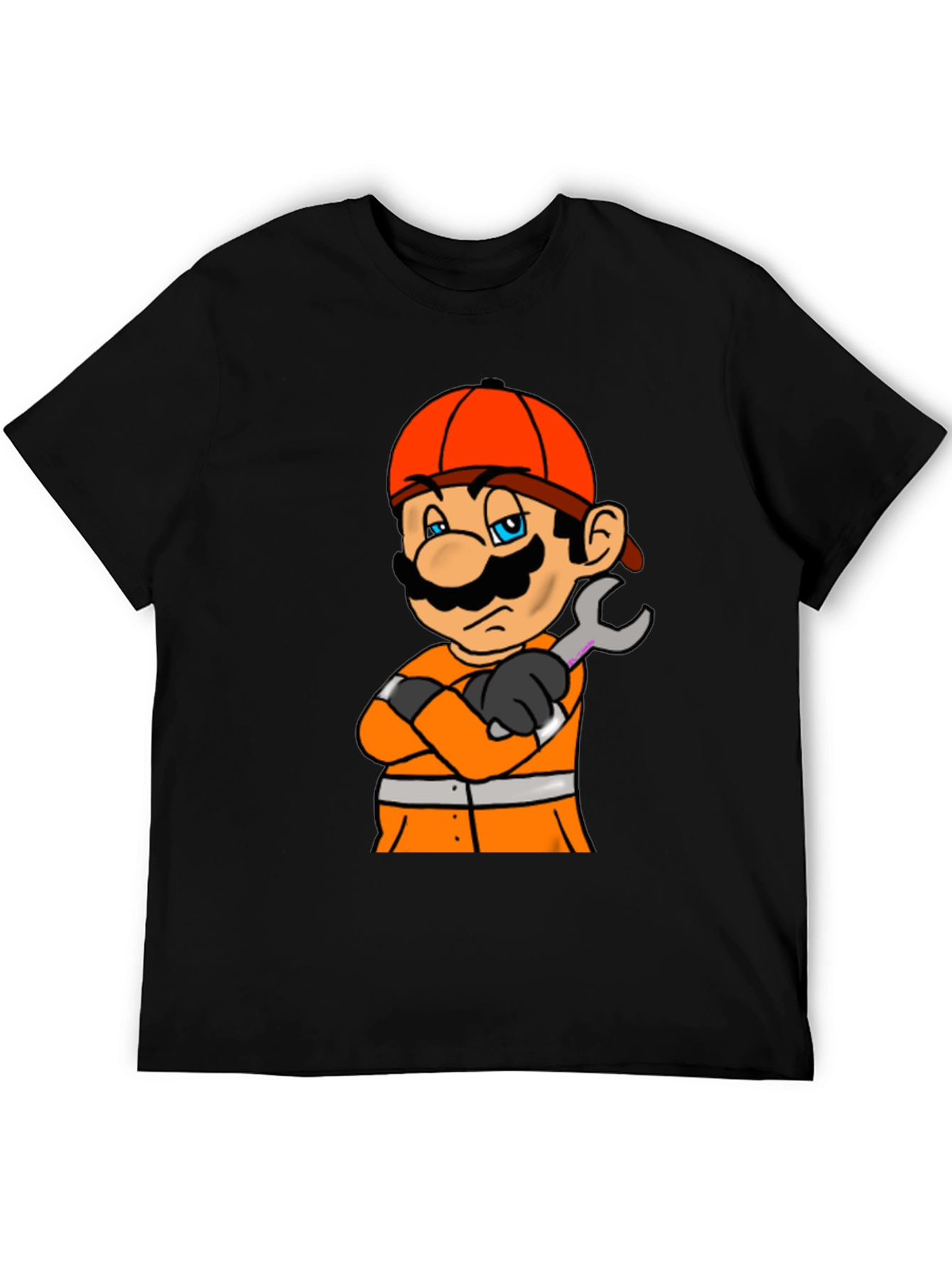 Mario Firefighter T-Shirt - Black Cotton Tee