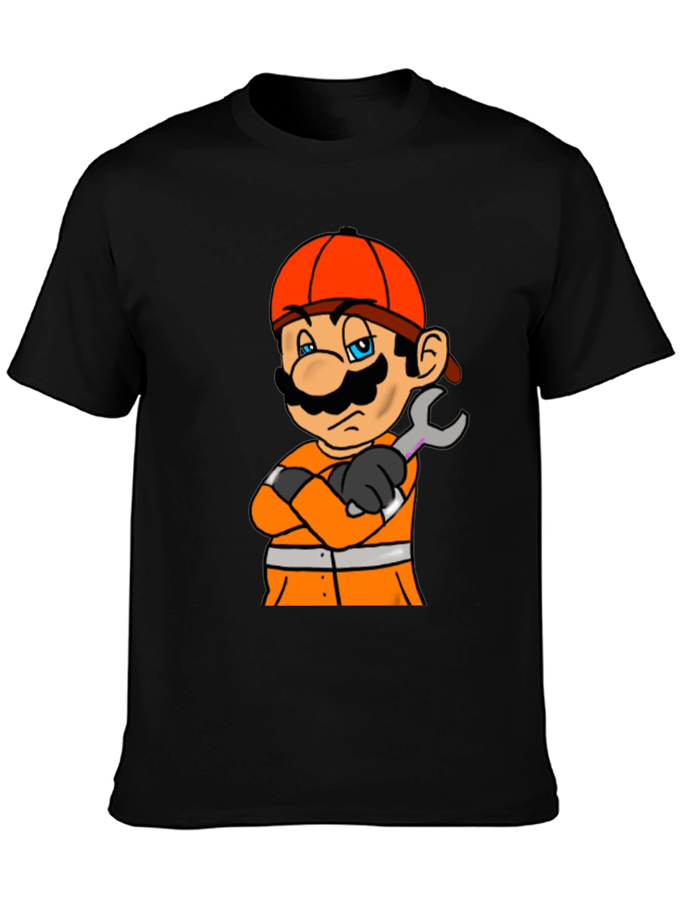 Mario Firefighter T-Shirt - Black Cotton Tee