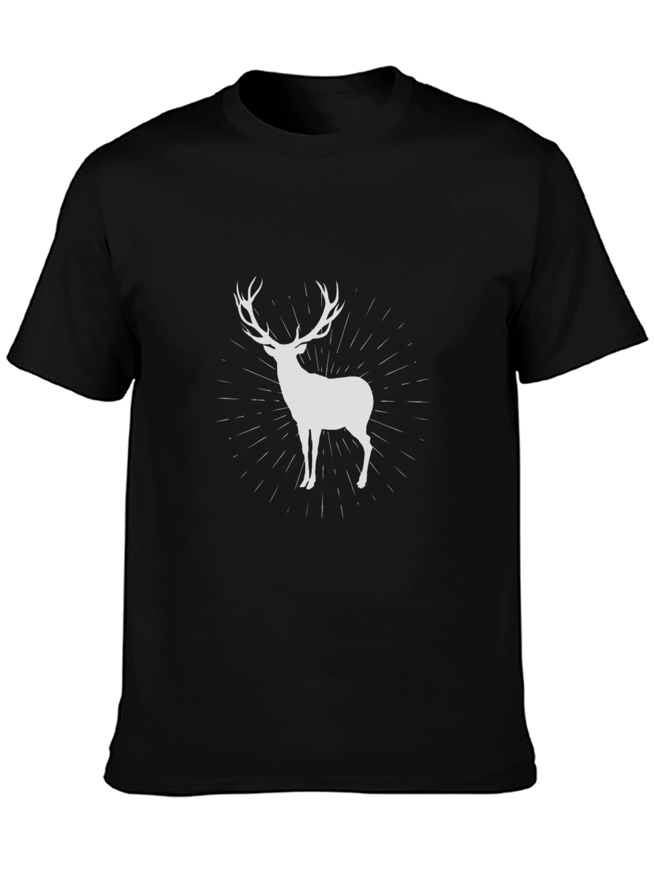 Mens Black T-Shirt with Deer Graphic
