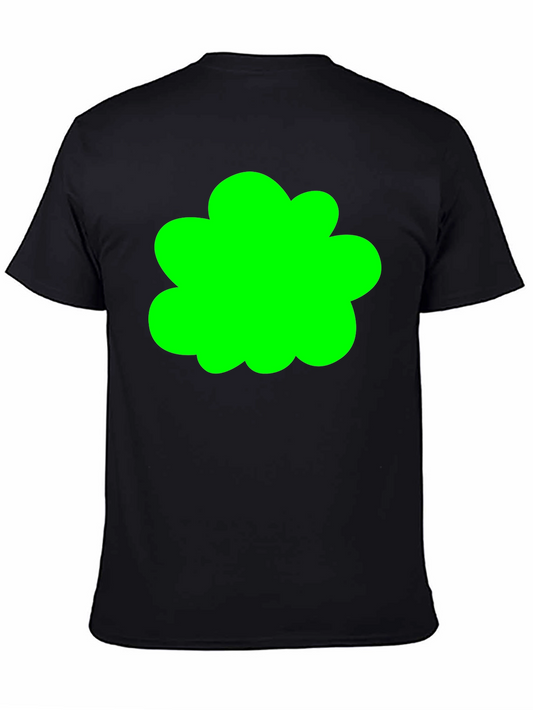 Black T-Shirt with Green Cloud Design - Stylish & Comfy