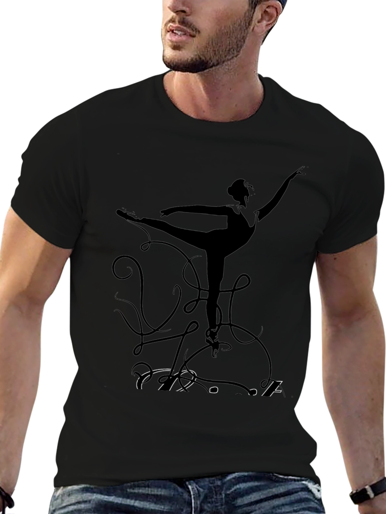 Ballerina Silhouette Graphic T-Shirt - Black