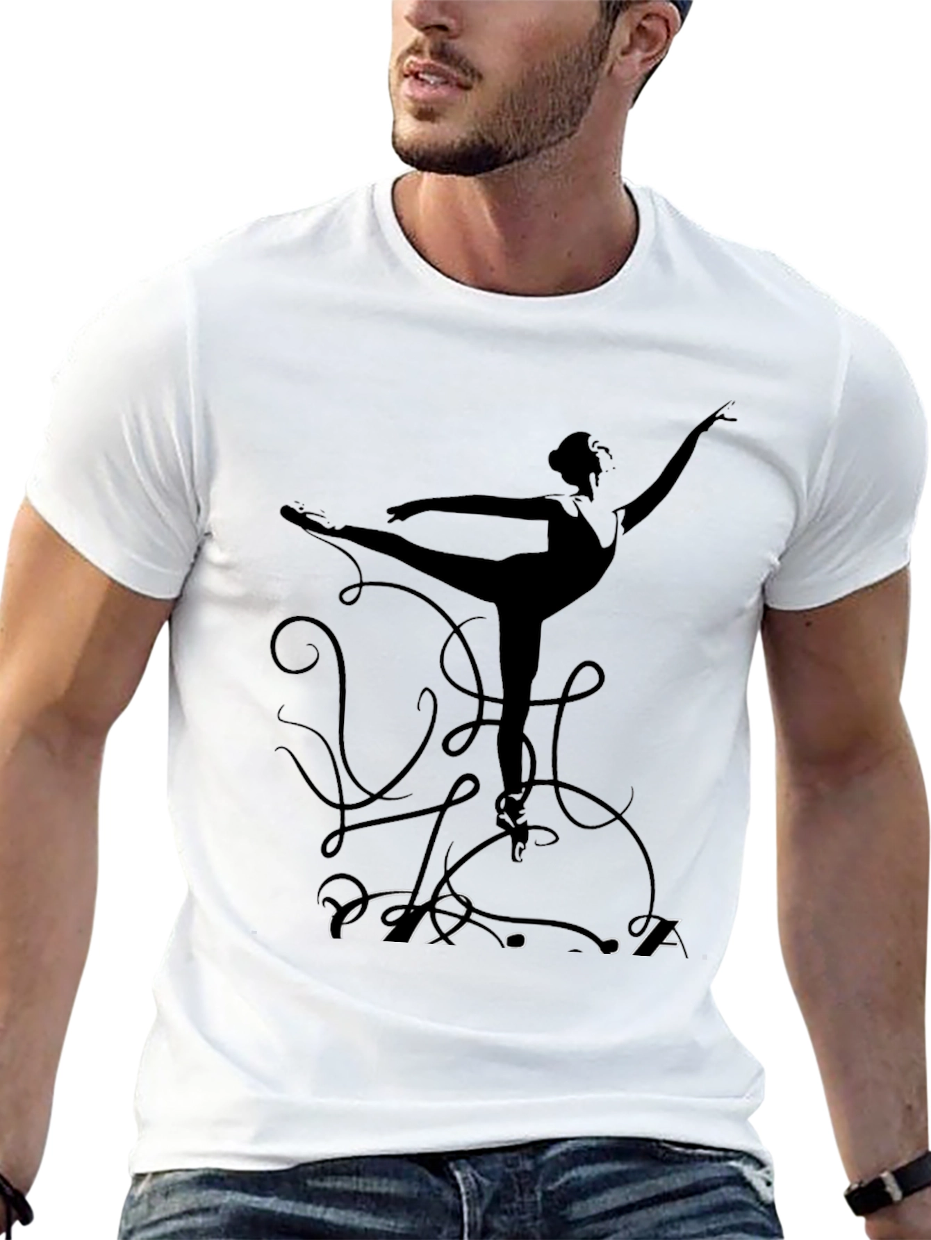 Ballerina Silhouette Graphic T-Shirt - Black