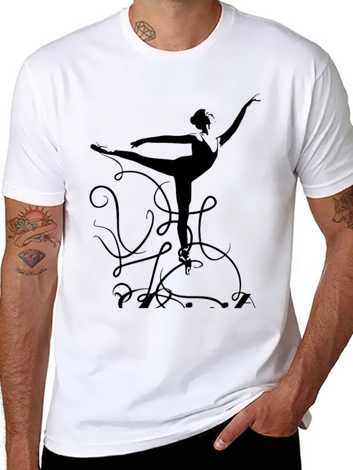 Ballerina Silhouette Graphic T-Shirt - Black