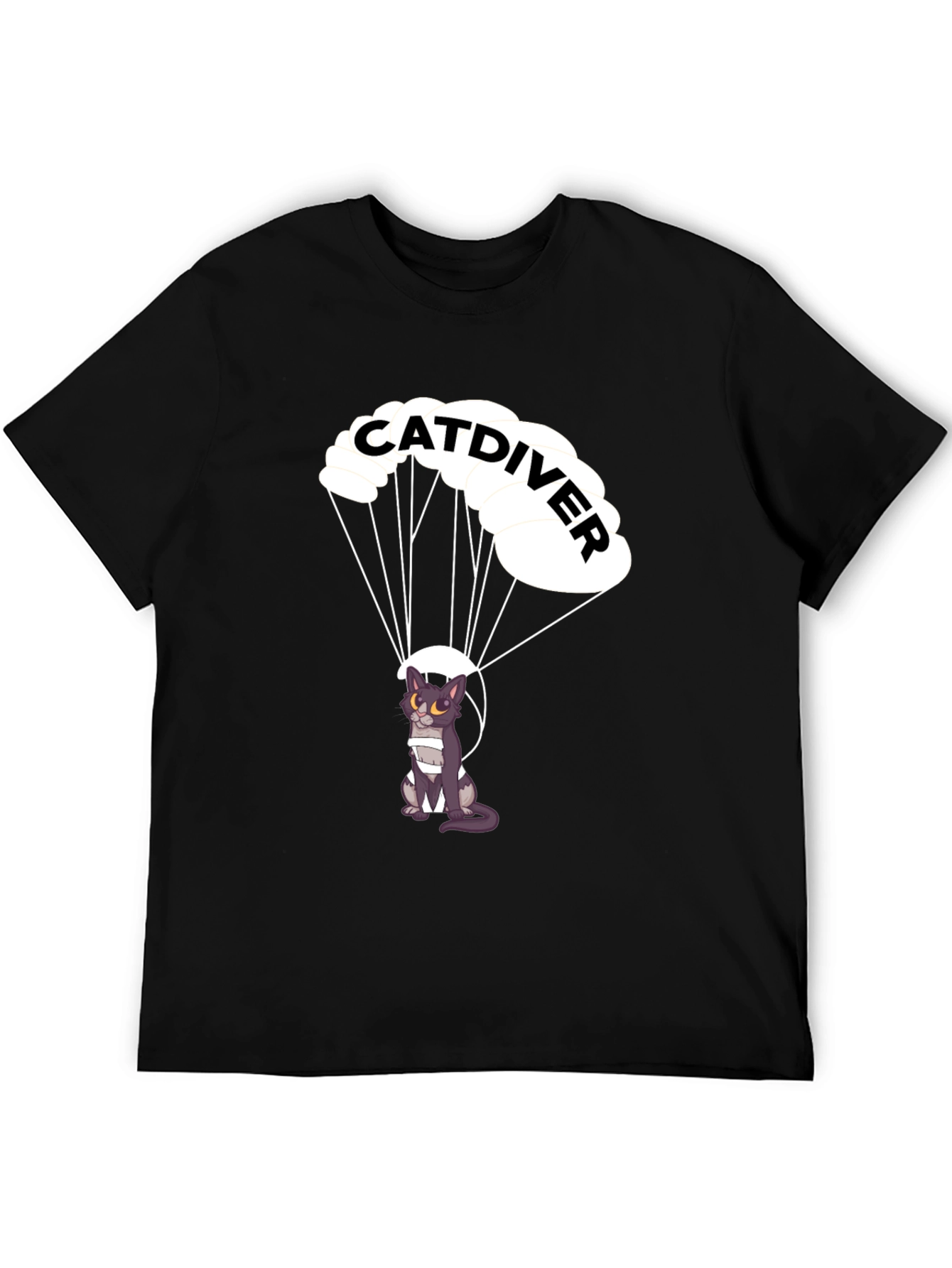 Catdiver T-Shirt - Parachuting Cat Graphic Tee