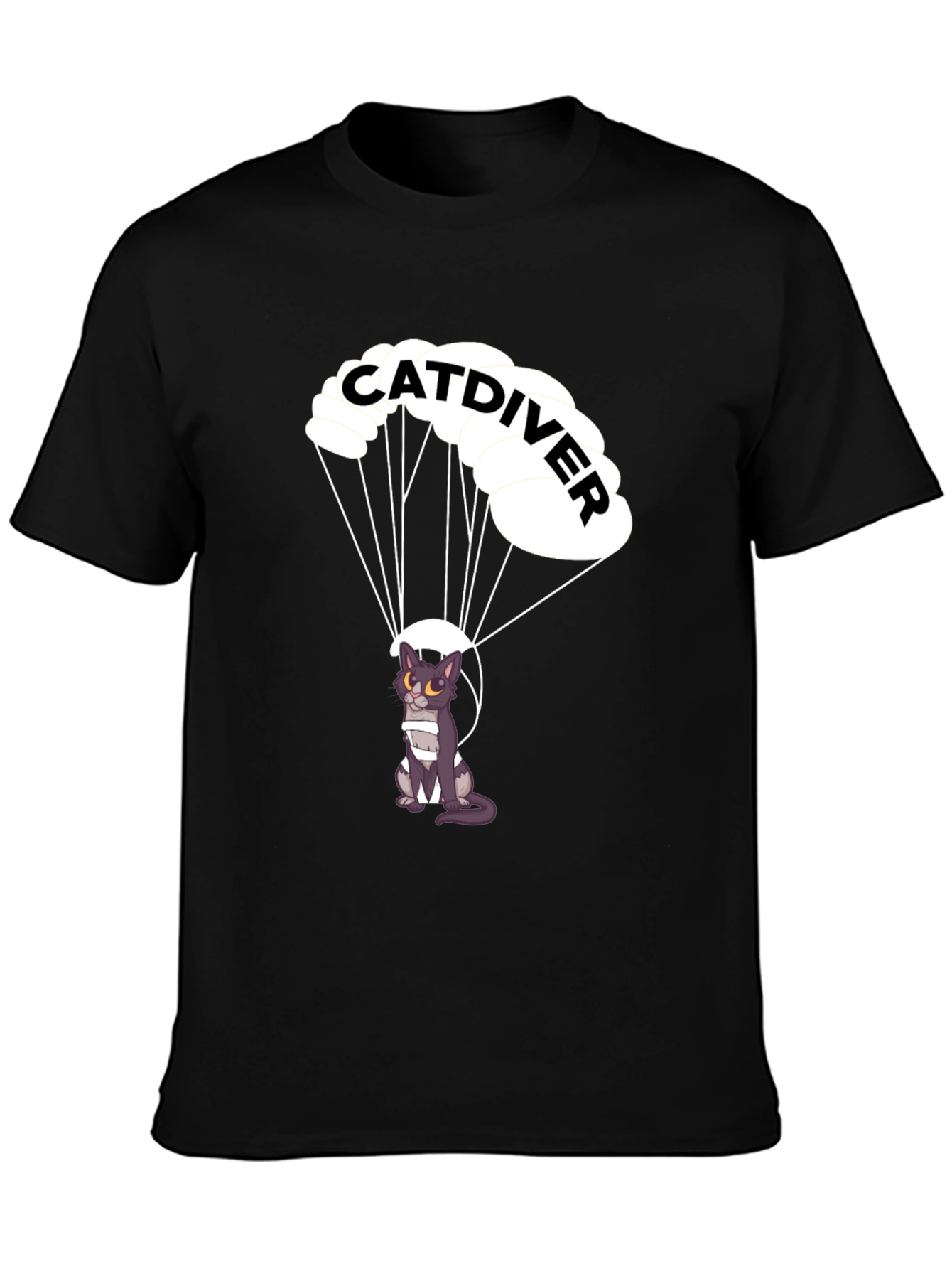 Catdiver T-Shirt - Parachuting Cat Graphic Tee