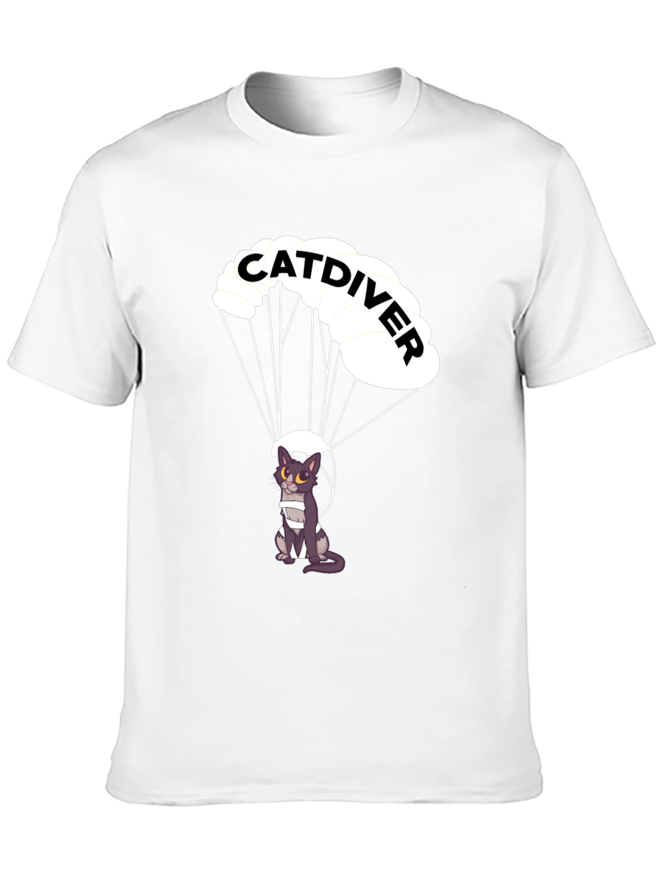 Catdiver T-Shirt - Parachuting Cat Graphic Tee