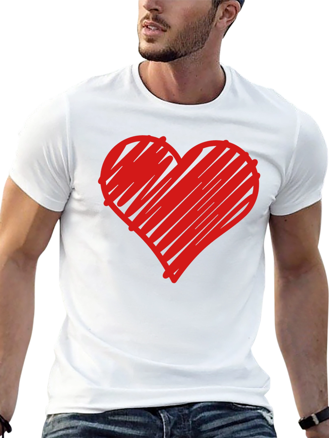 Heart Graphic Tee - Trendy Black T-Shirt