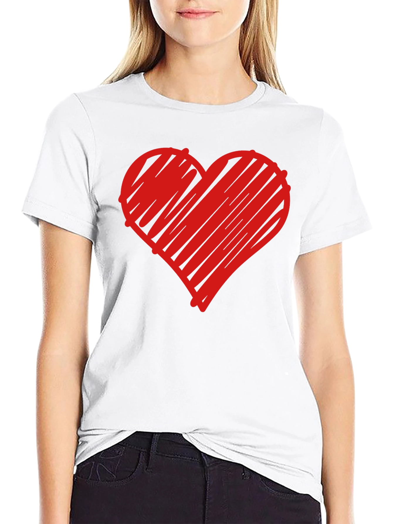Heart Graphic Tee - Trendy Black T-Shirt
