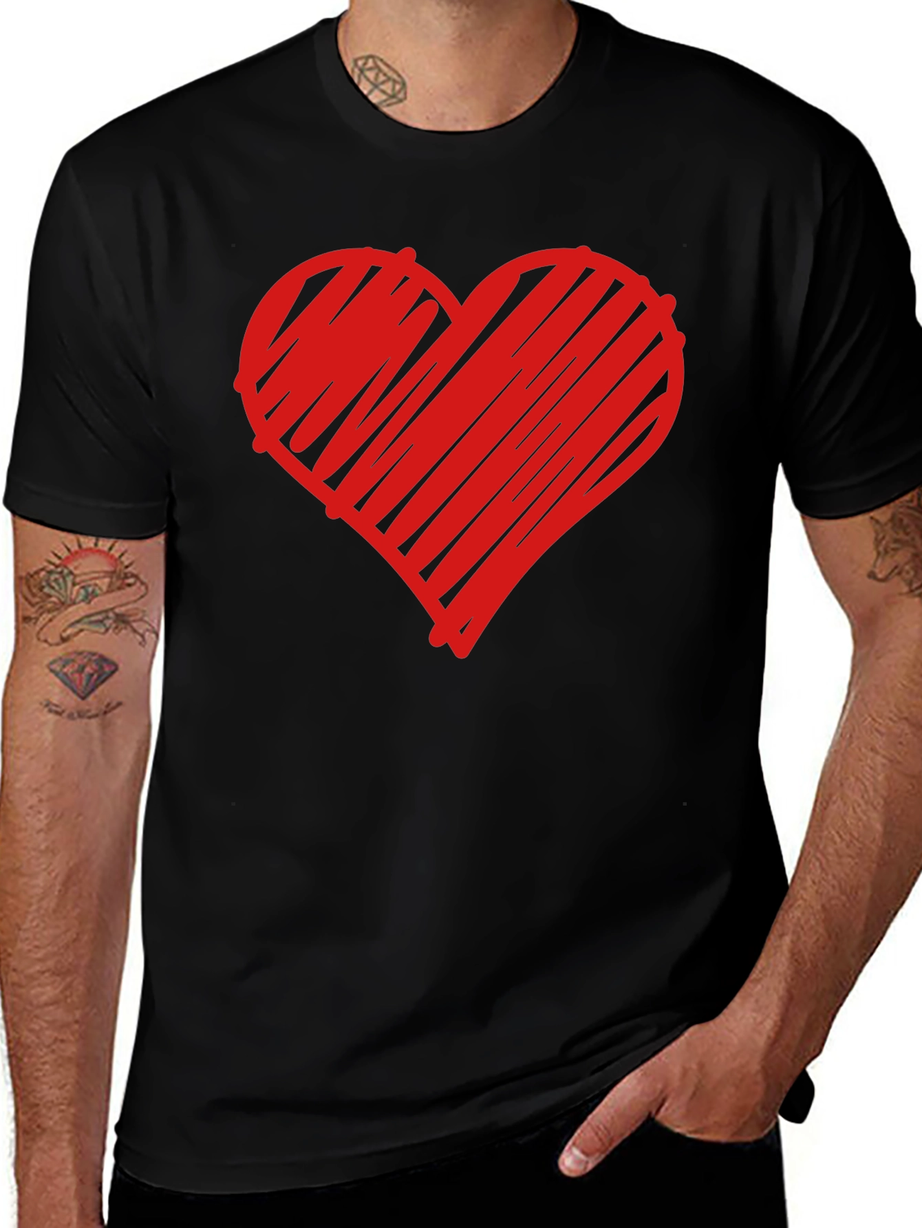 Heart Graphic Tee - Trendy Black T-Shirt