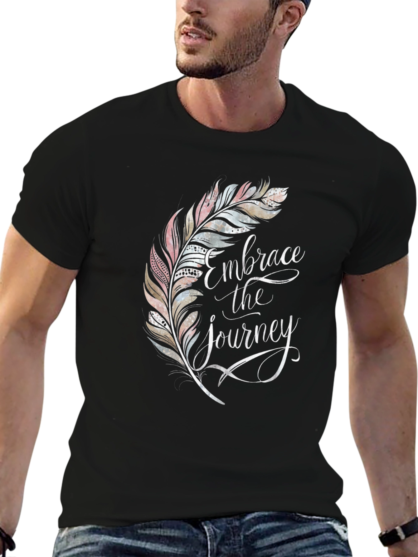 Embrace the Journey Feather Graphic T-Shirt