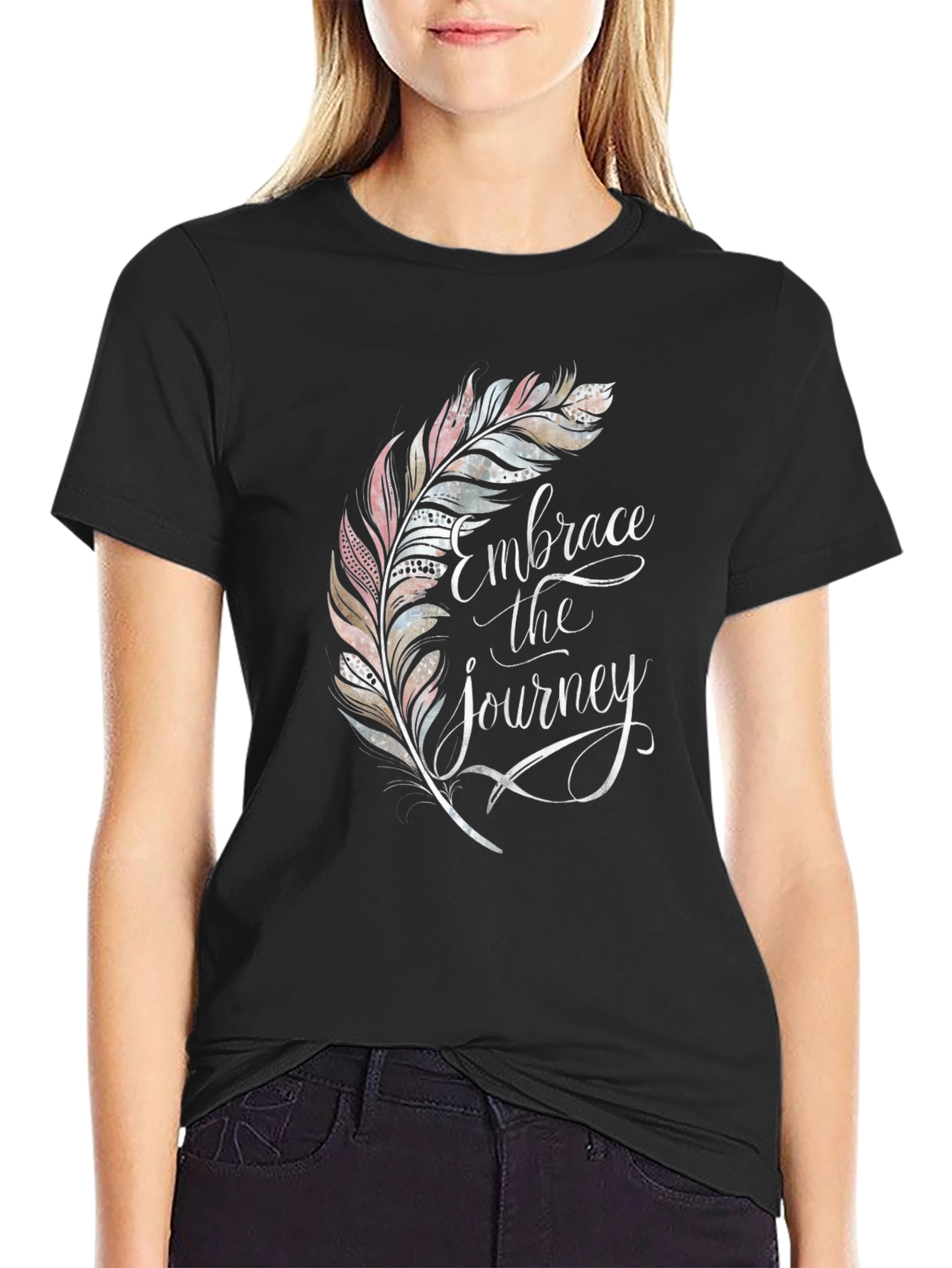 Embrace the Journey Feather Graphic T-Shirt