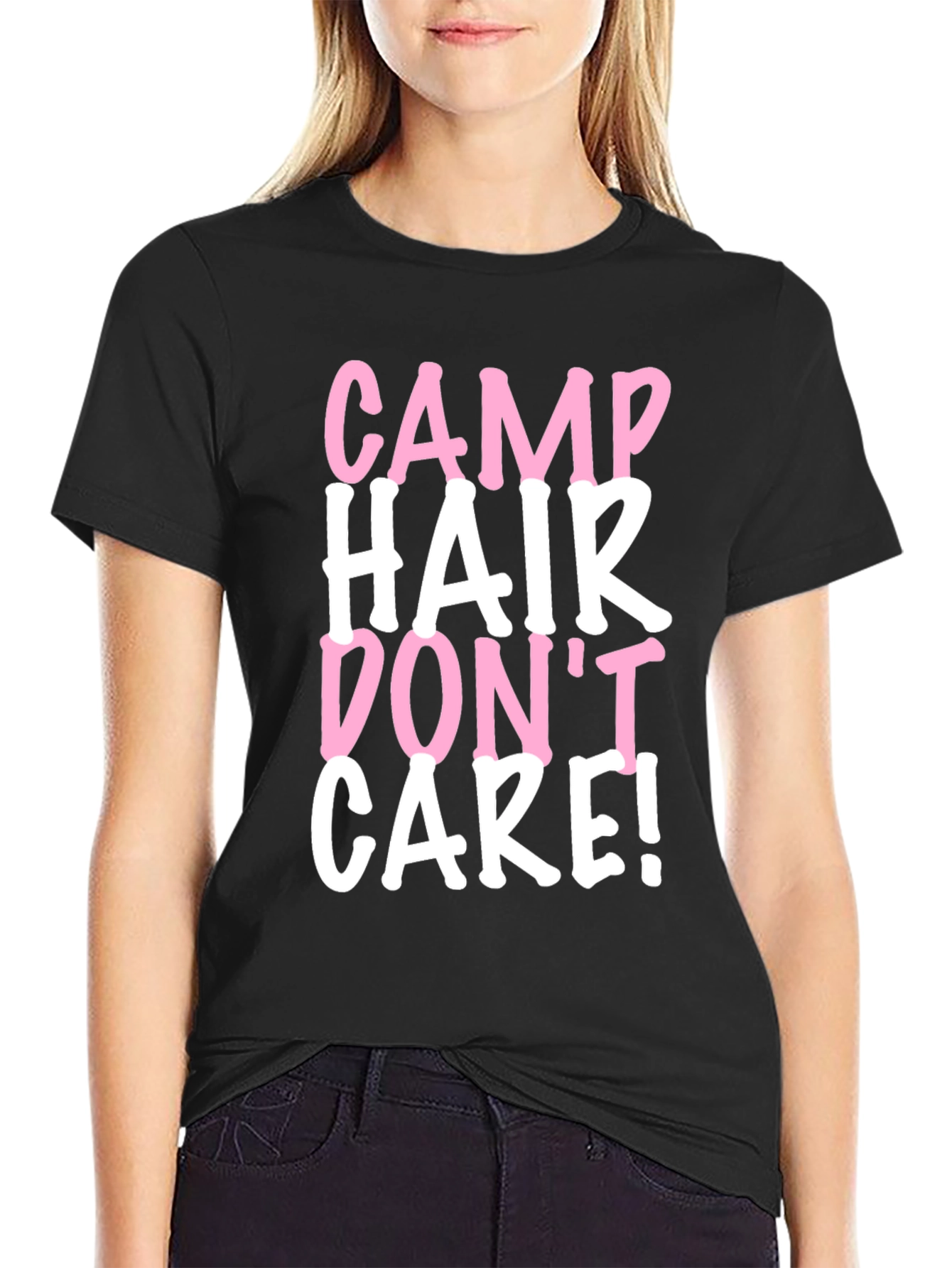 Camp Hair Dont Care Black Cotton Tee